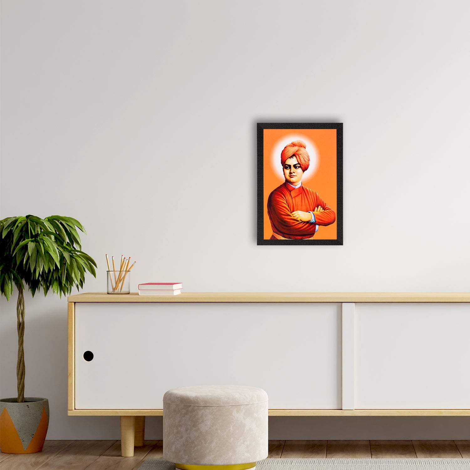 Swami Vivekananda Satin Matt Texture UV Art Painting Kafalo