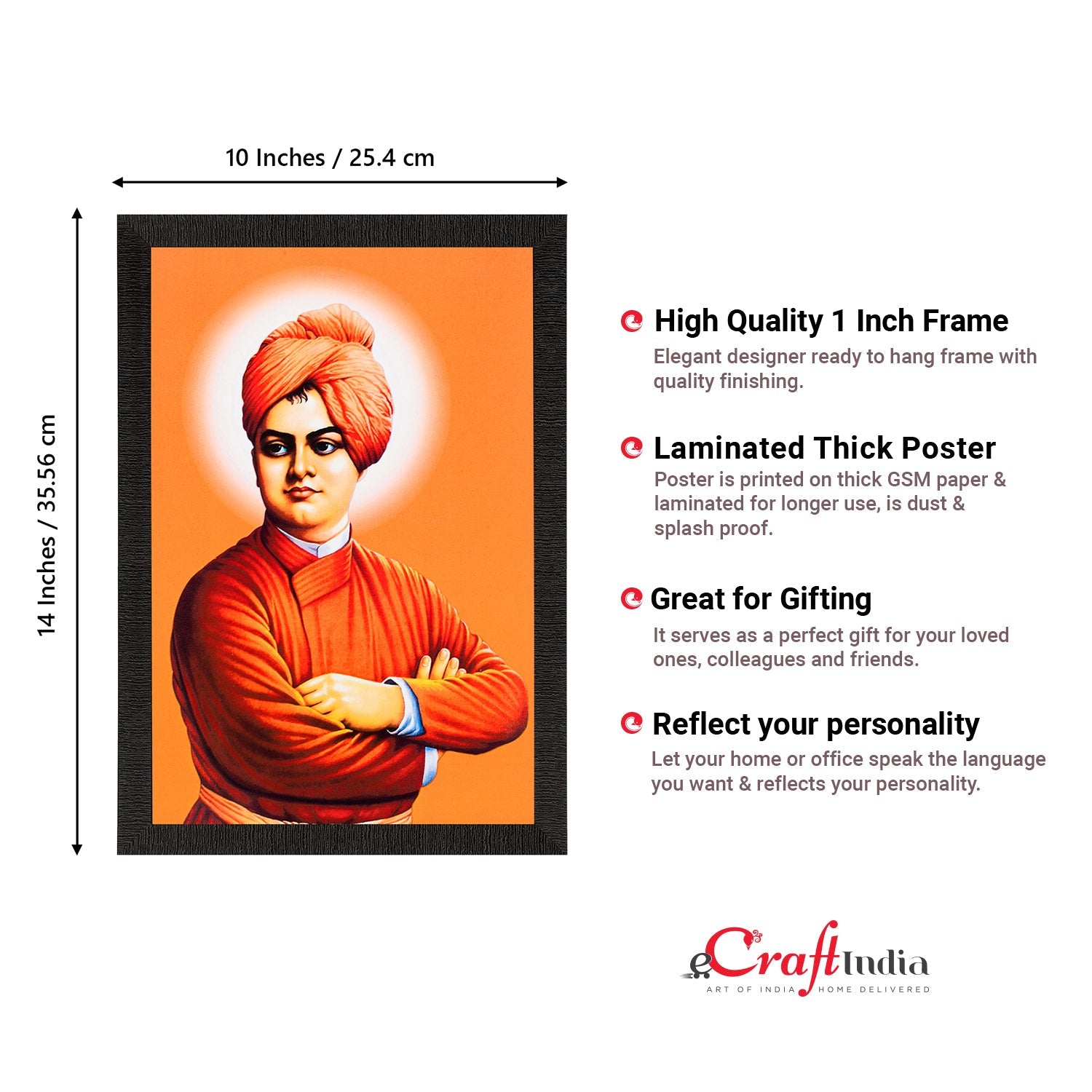 Swami Vivekananda Satin Matt Texture UV Art Painting Kafalo