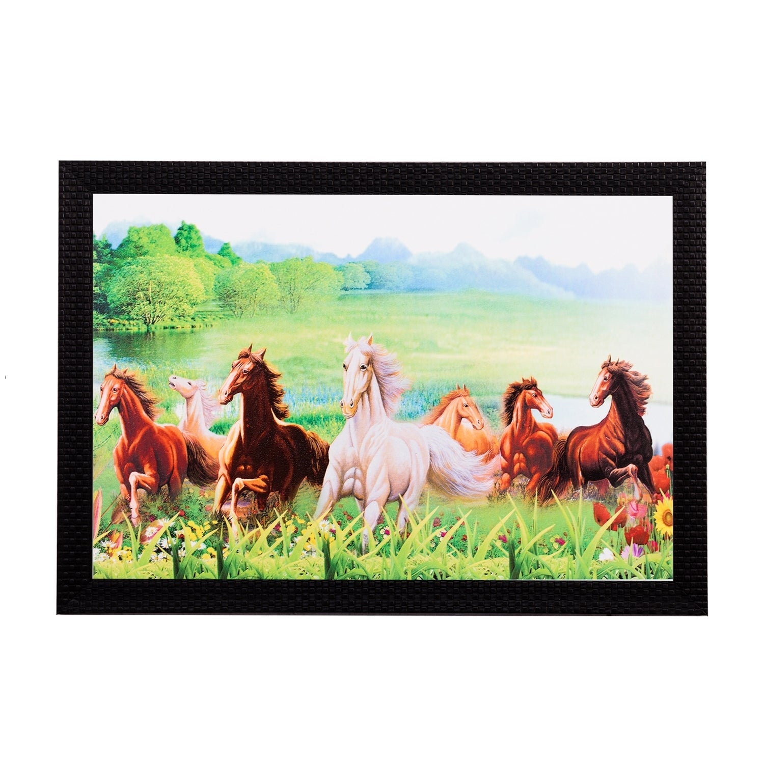 Horses Running In Jungle Satin Matt Texture UV Art Painting Kafalo