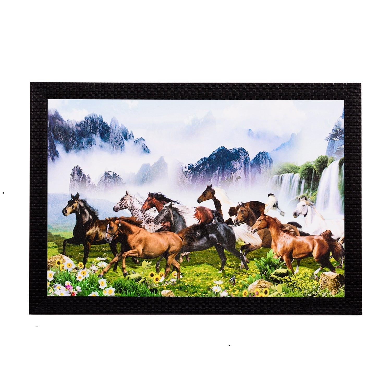 Waterfall & Horses Satin Matt Texture UV Art Painting Kafalo