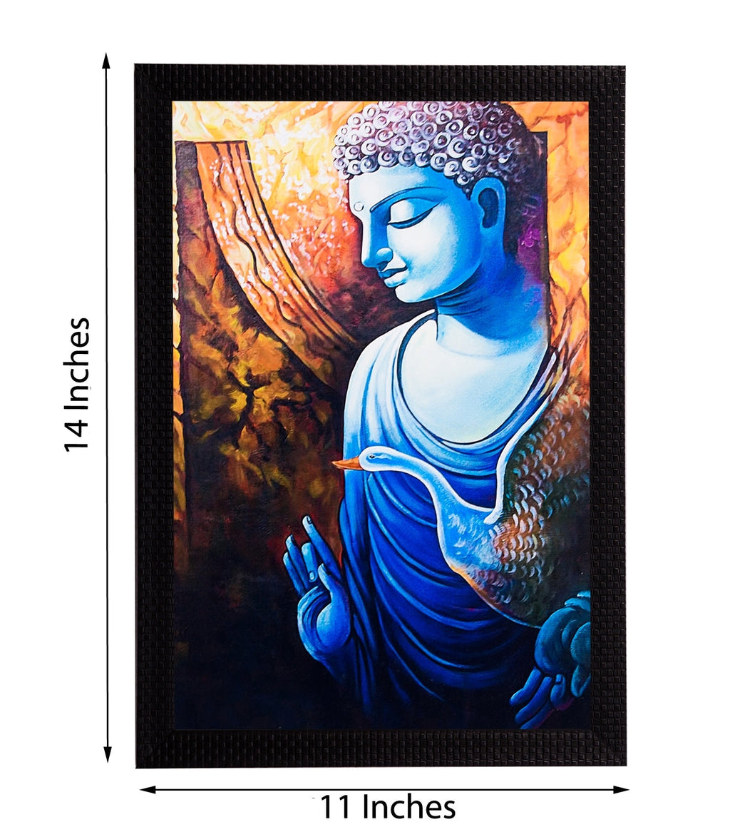 Lord Buddha With Swan Satin Matt Texture UV Art Painting Kafalo