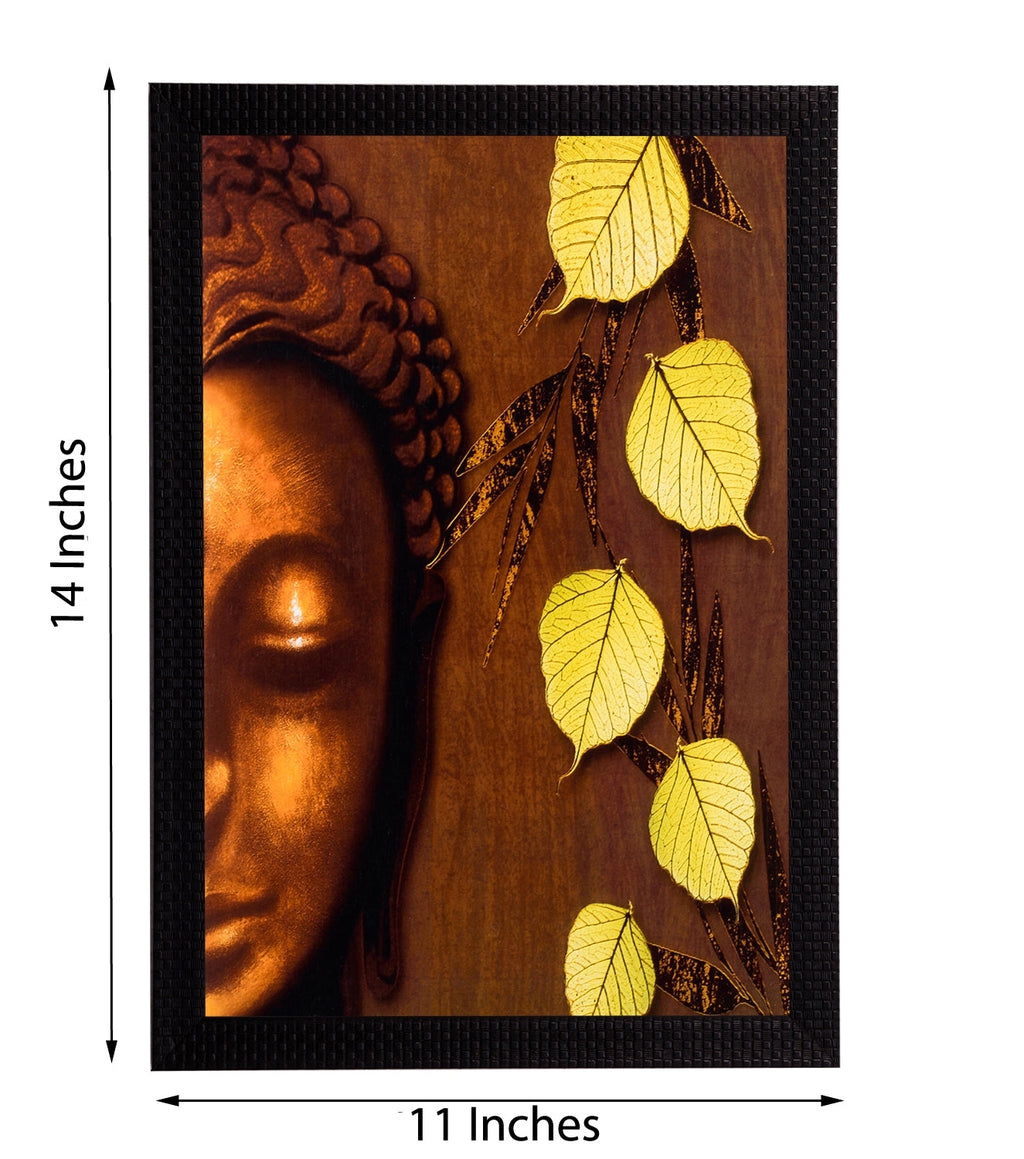 Lord Buddha & Leaves Satin Matt Texture UV Art Painting Kafalo