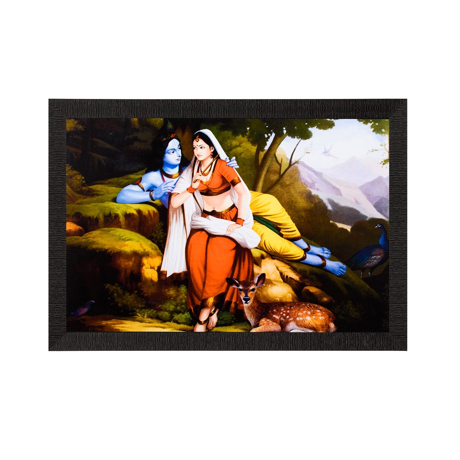 Radha Krishna In Jungle Satin Matt Texture UV Art Painting Kafalo