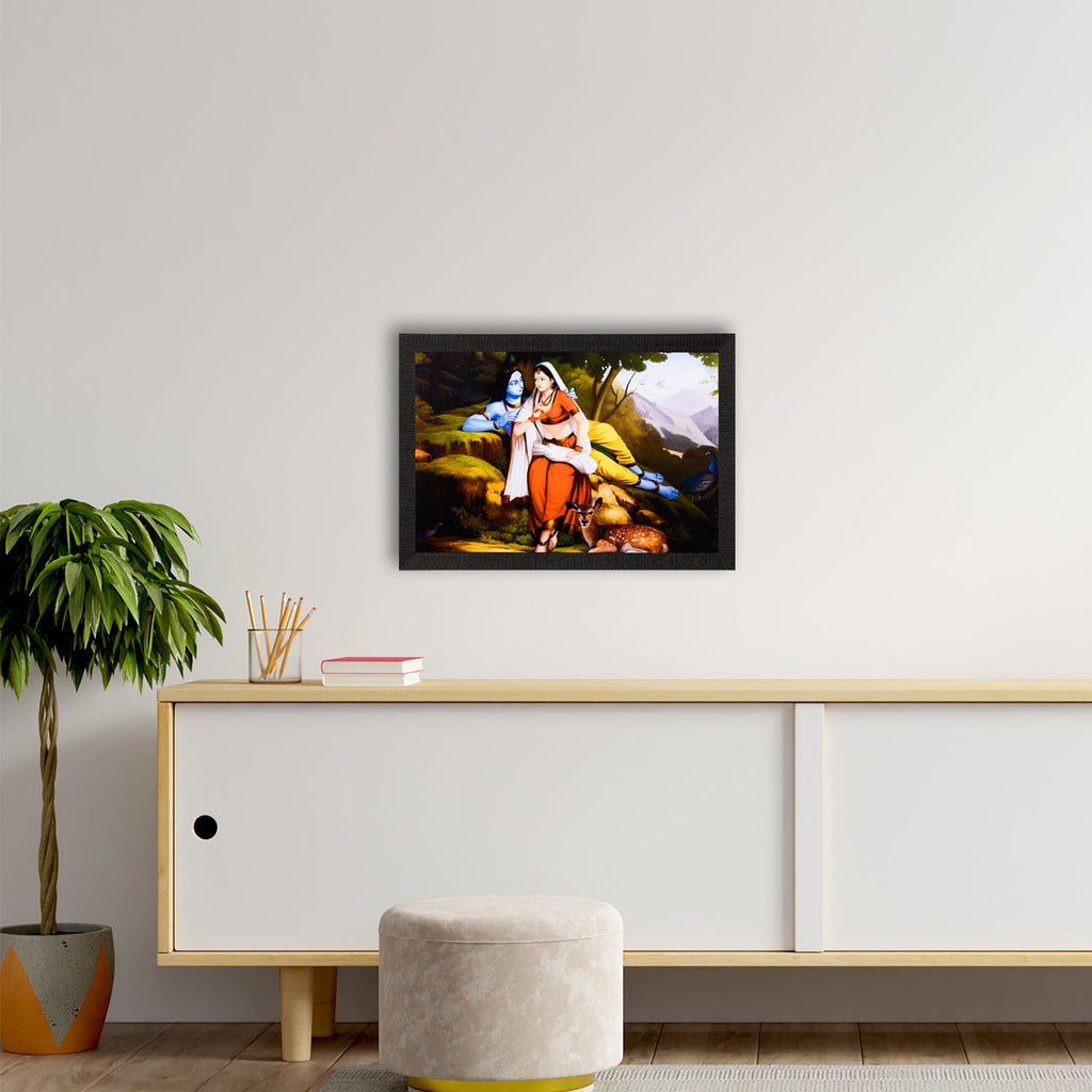Radha Krishna In Jungle Satin Matt Texture UV Art Painting Kafalo