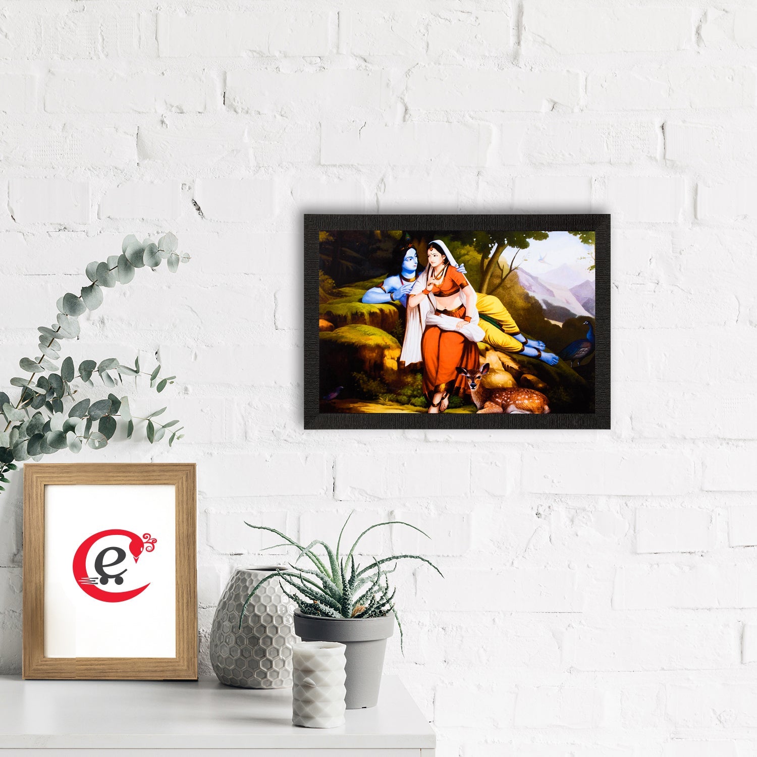 Radha Krishna In Jungle Satin Matt Texture UV Art Painting Kafalo