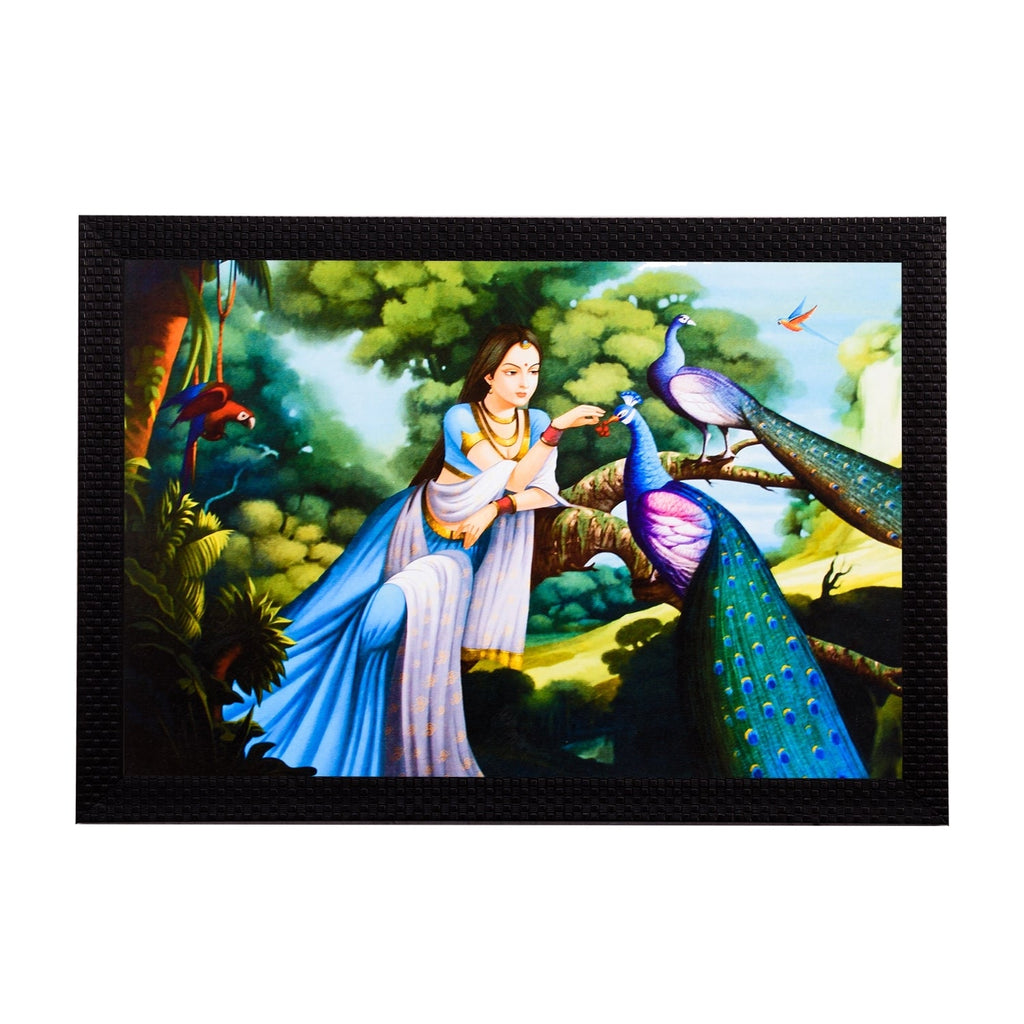 Lady With Peacocks Satin Matt Texture UV Art Painting Kafalo