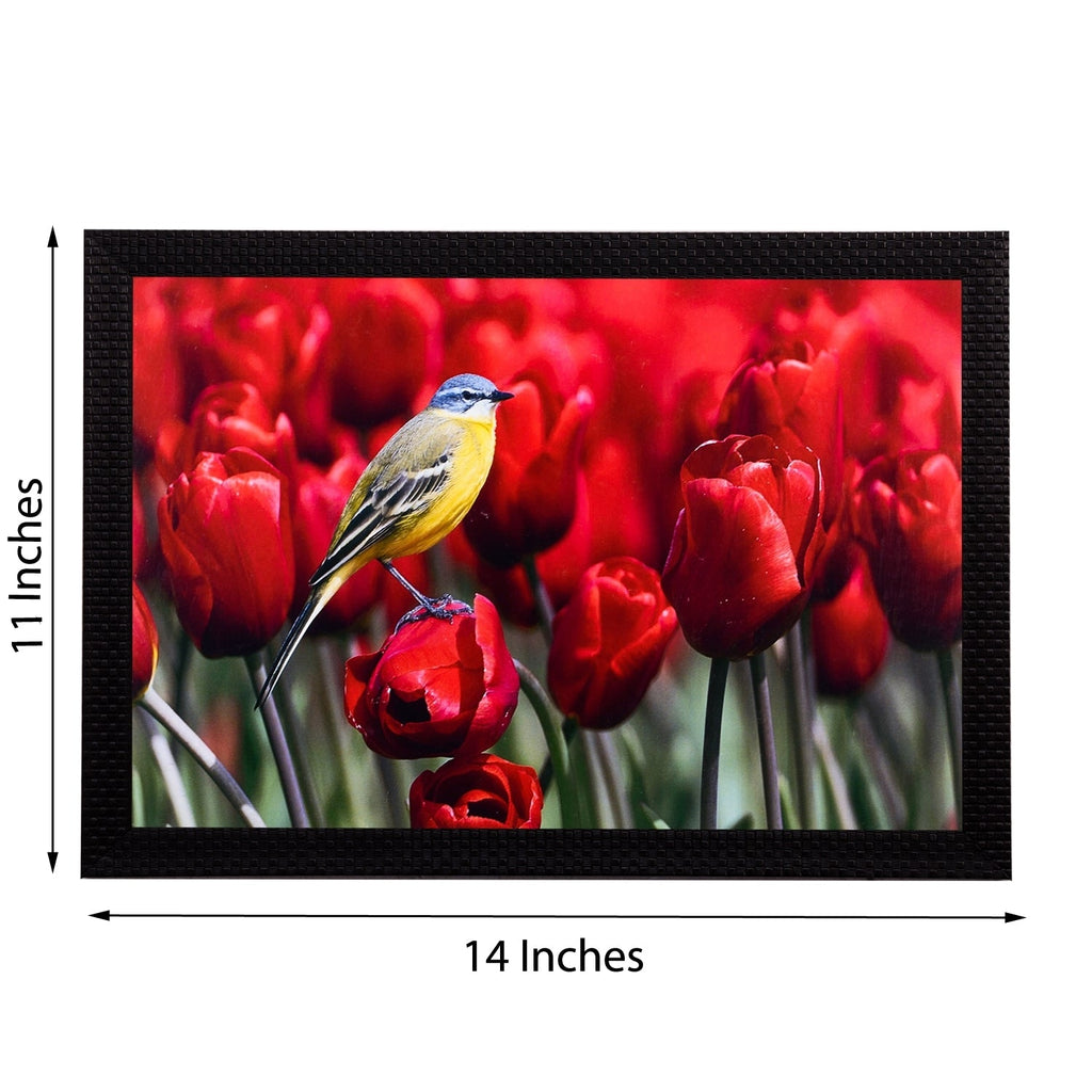 Bird Resting On Flower Satin Matt Texture UV Art Painting Kafalo