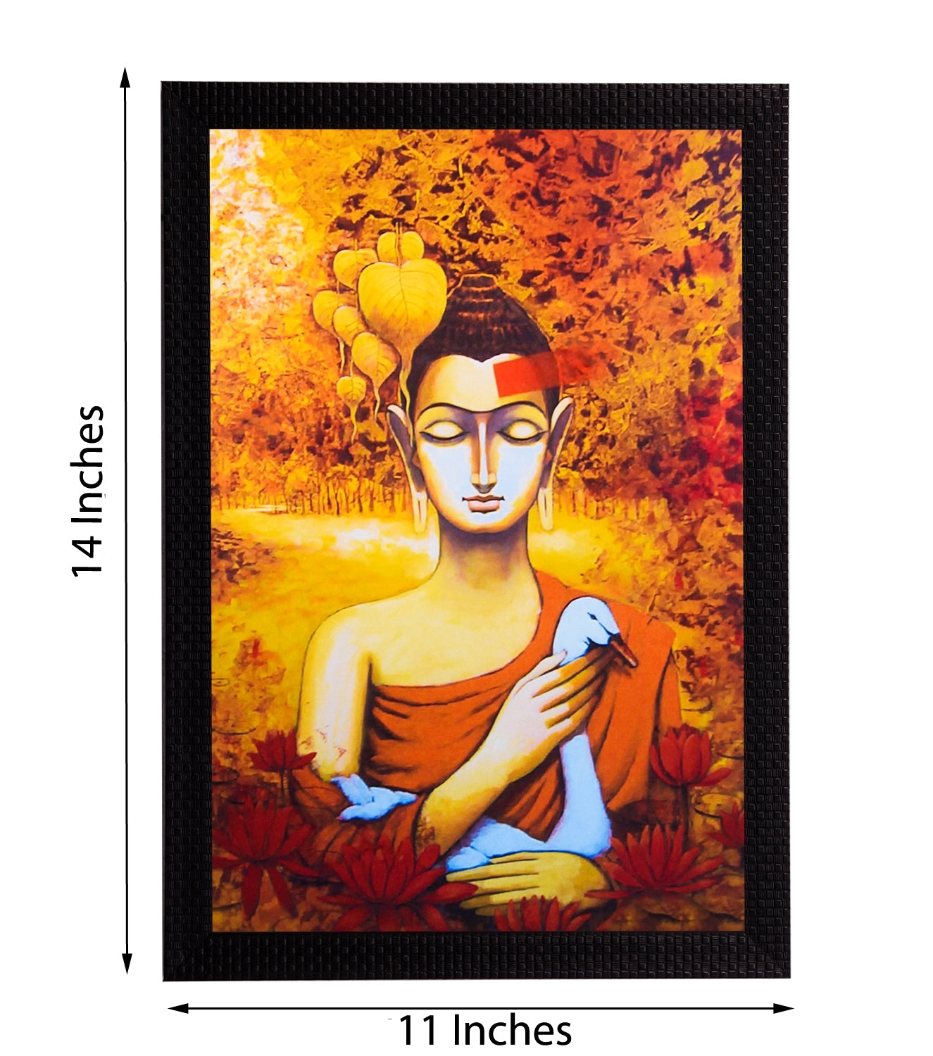 Lord Buddha With Swan Satin Matt Texture UV Art Painting Kafalo