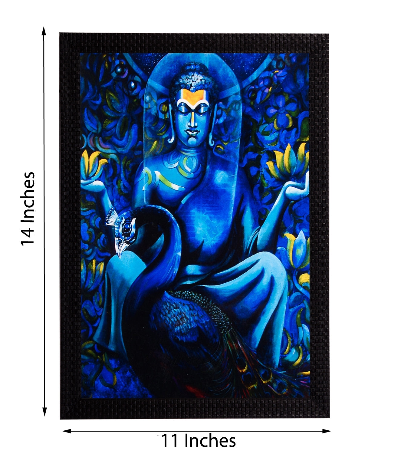 Blue Lord Buddha & Swan Satin Matt Texture UV Art Painting Kafalo