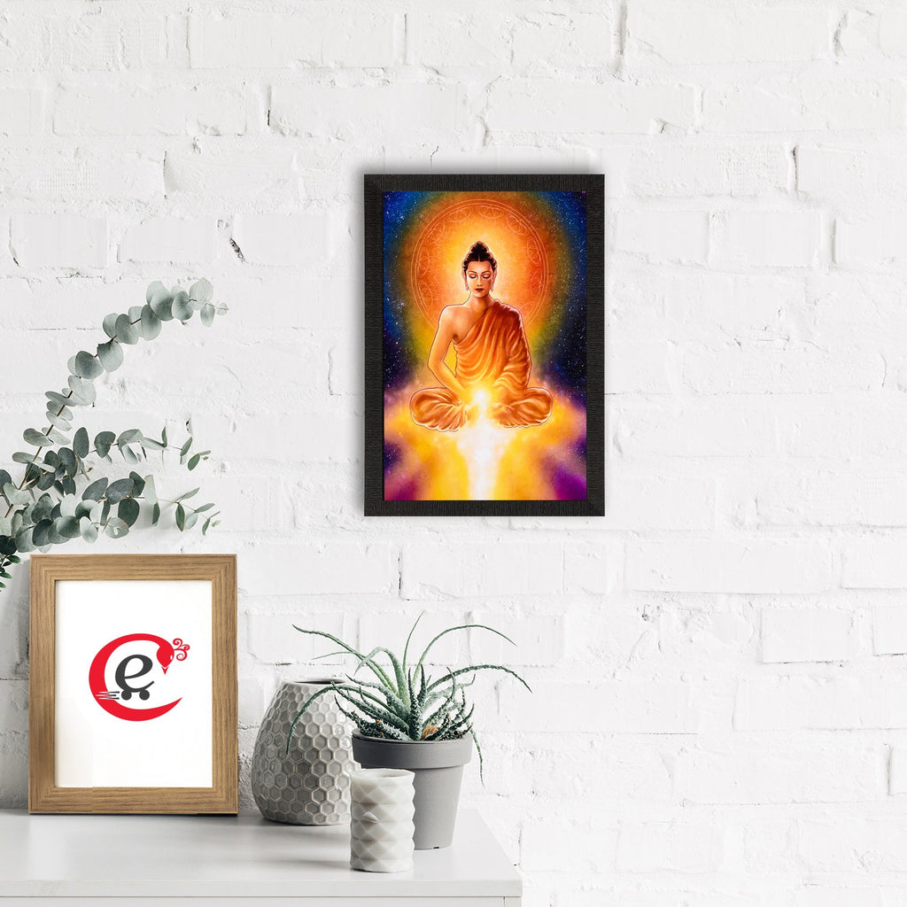 Meditating Lord Buddha & Light Satin Matt Texture UV Art Painting Kafalo
