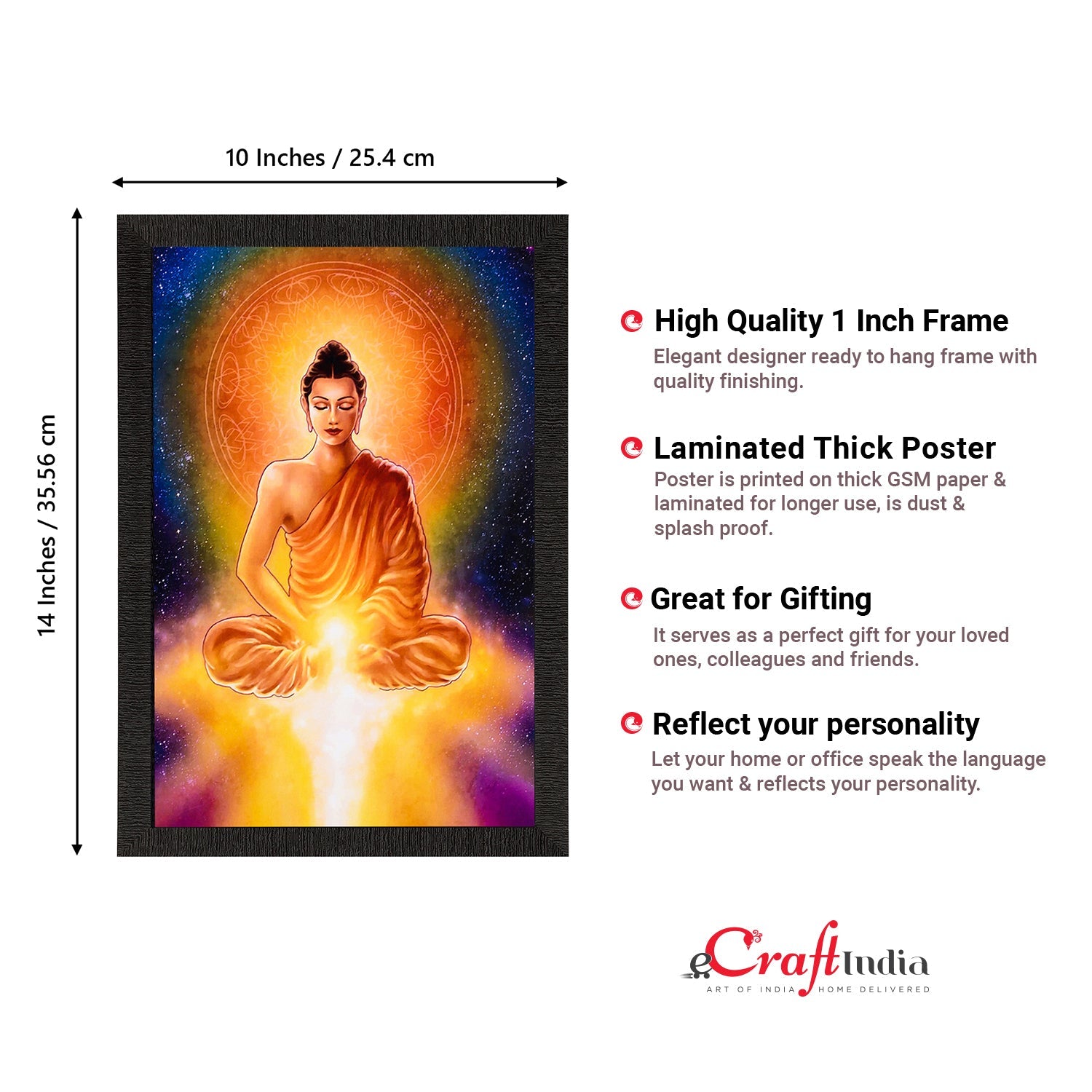 Meditating Lord Buddha & Light Satin Matt Texture UV Art Painting Kafalo