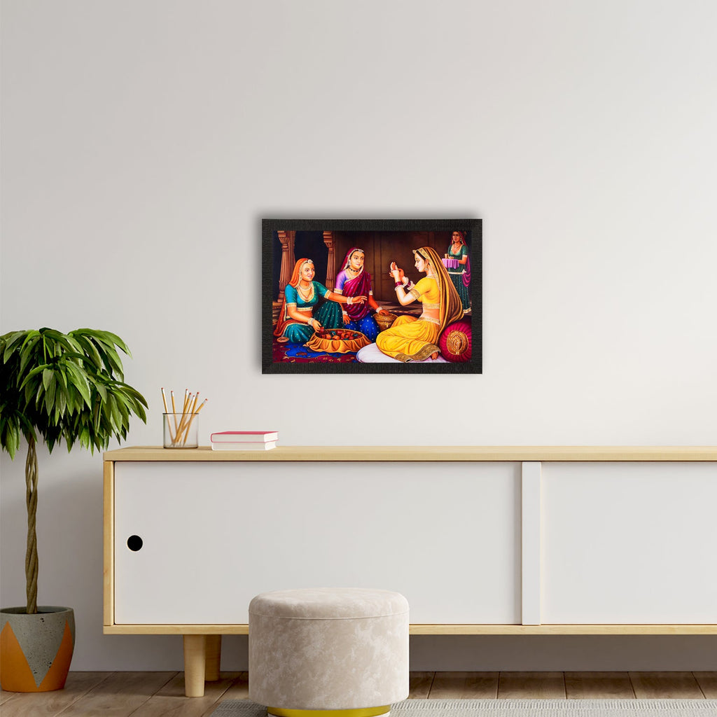 Women chit-chat Satin Matt Texture UV Art Painting Kafalo