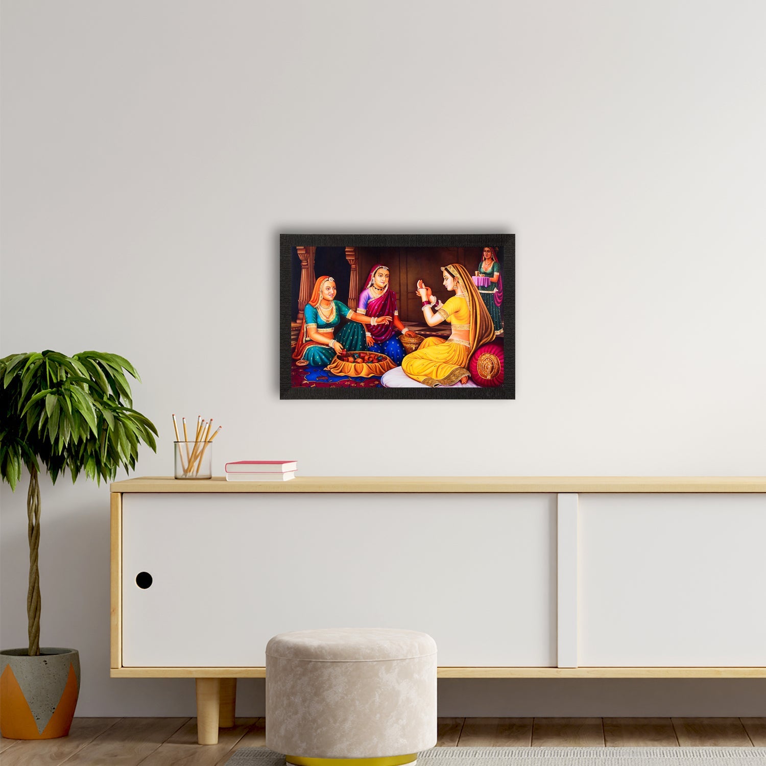 Women chit-chat Satin Matt Texture UV Art Painting Kafalo