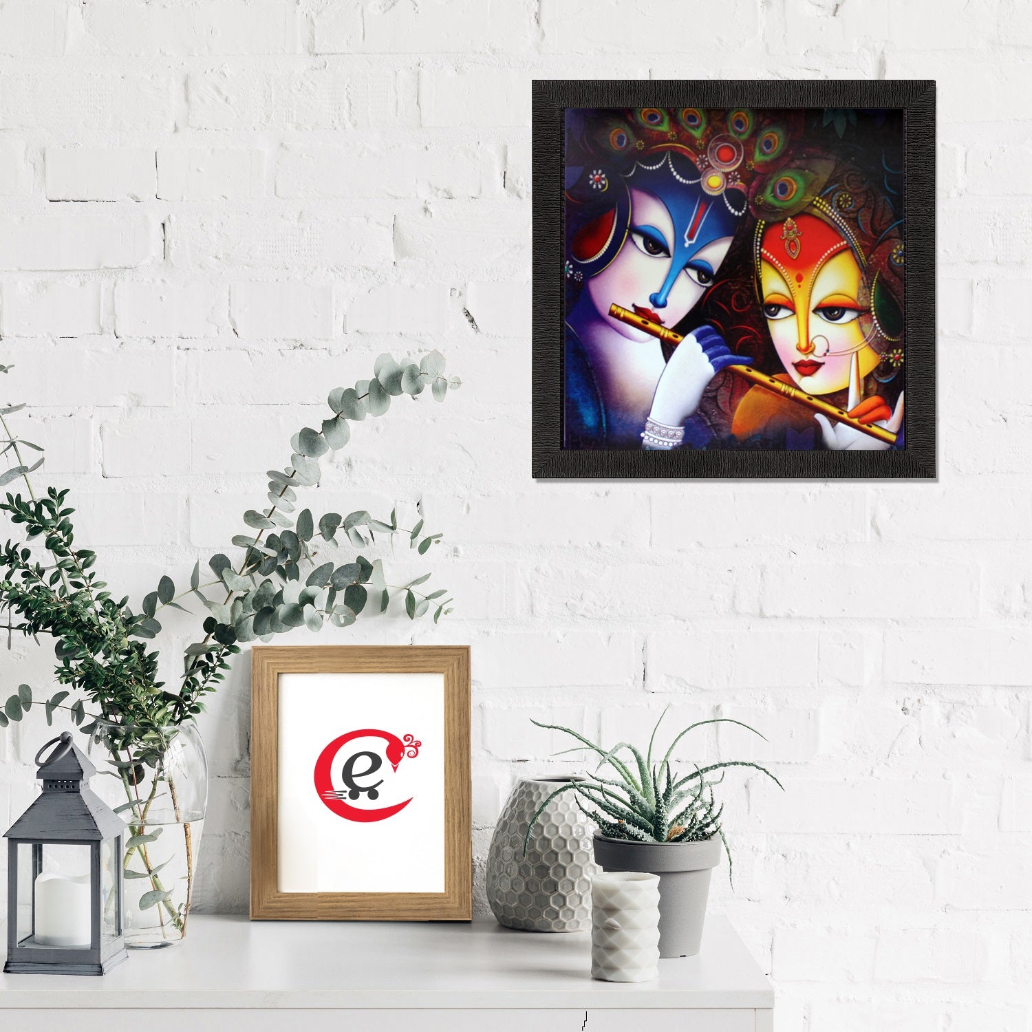Radha Krishna Painting Digital Printed Religious Wall Art Kafalo