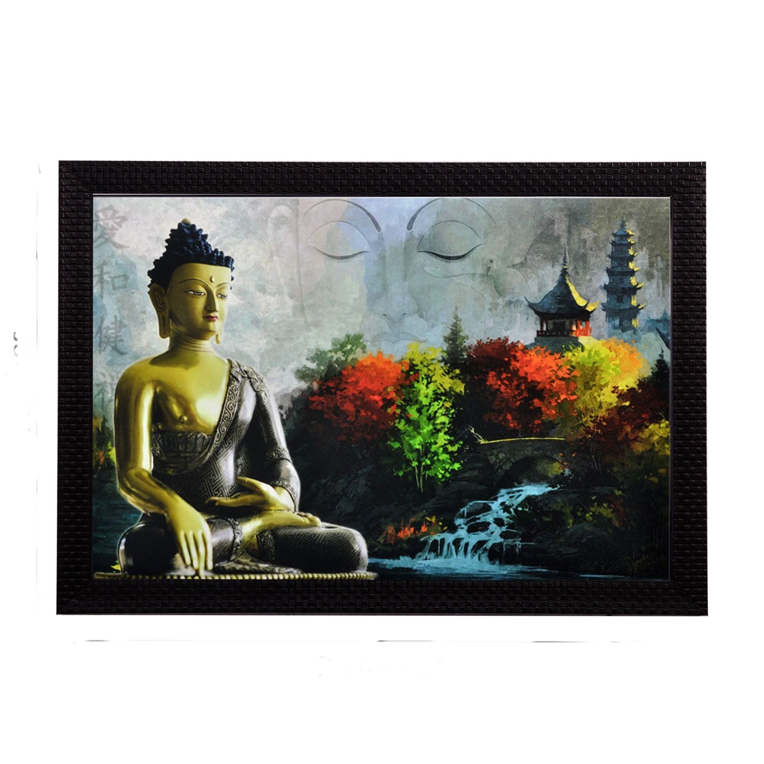 Meditating Buddha Satin Matt Texture UV Art Painting Kafalo