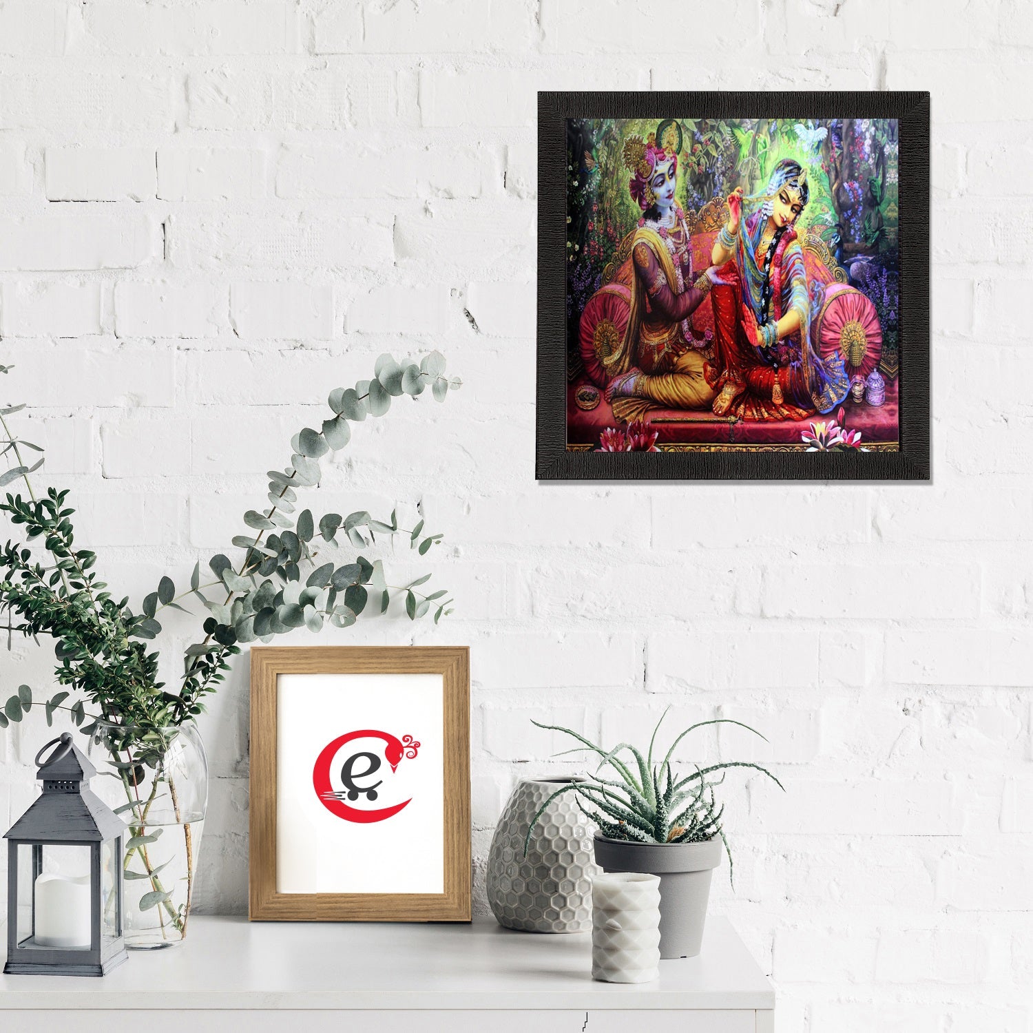 Radha Krishna Painting Digital Printed Religious Wall Art Kafalo