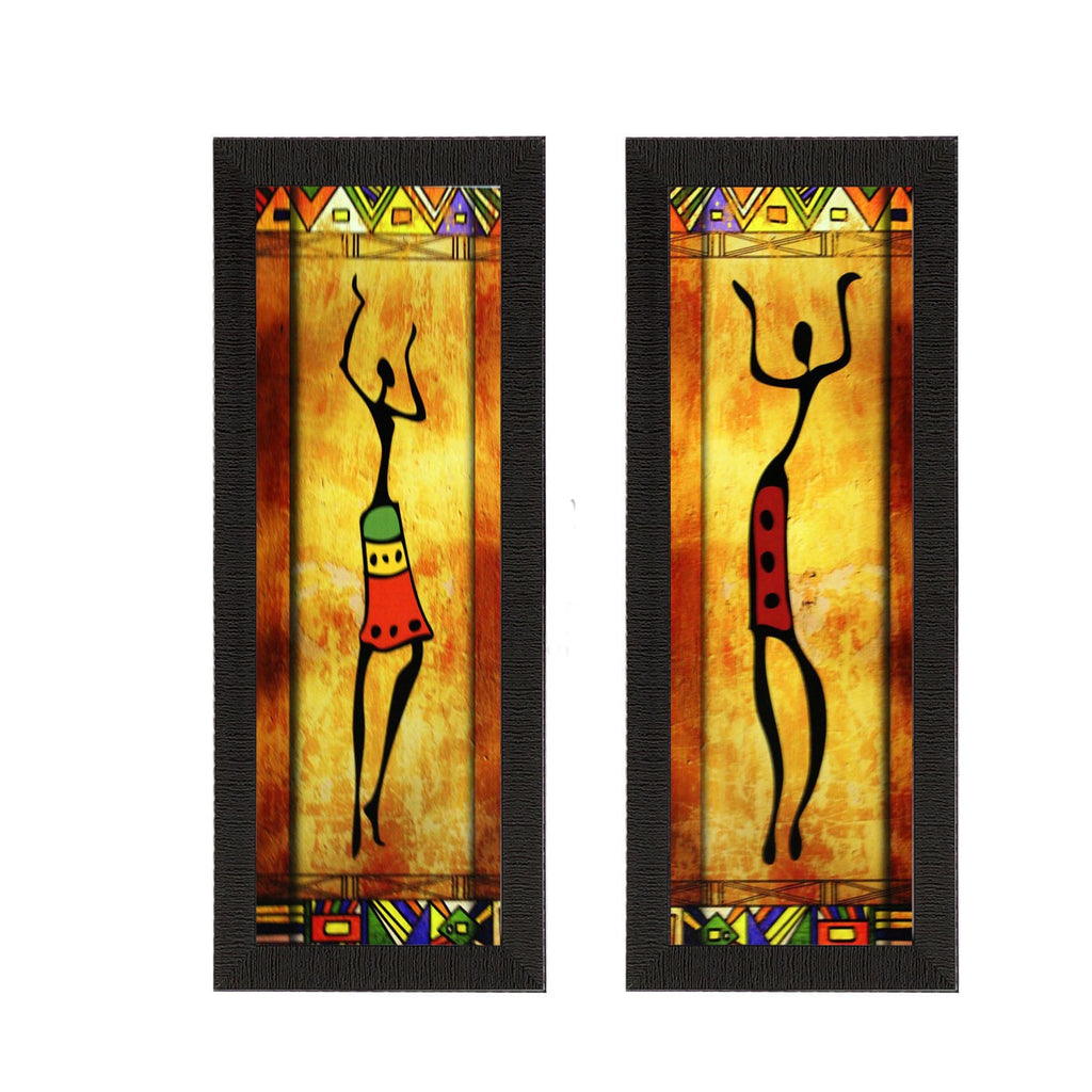 Set of 2 Abstract Dancing Lady Satin Matt Texture UV Art Painting Kafalo