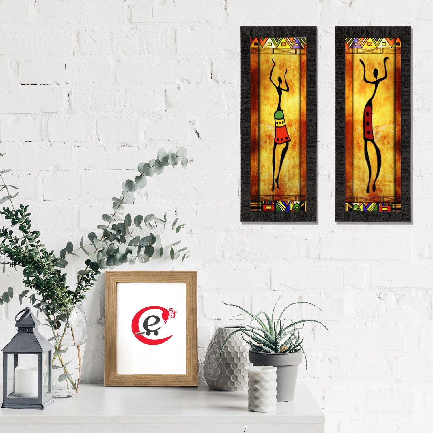 Set of 2 Abstract Dancing Lady Satin Matt Texture UV Art Painting Kafalo