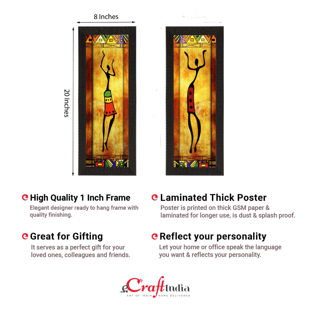Set of 2 Abstract Dancing Lady Satin Matt Texture UV Art Painting Kafalo