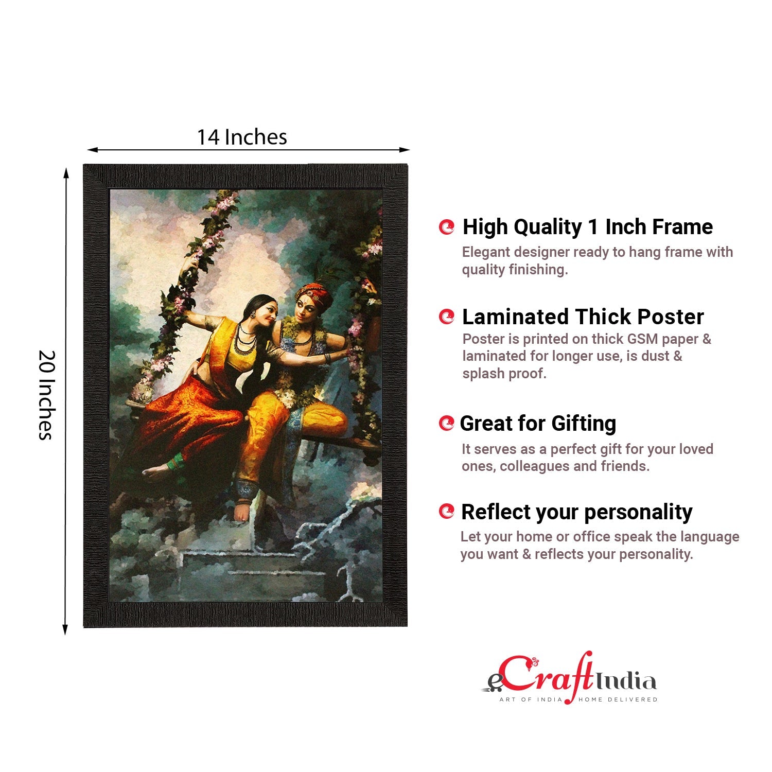 Radha Krishna On Swing Painting Digital Printed Religious Wall Art Kafalo