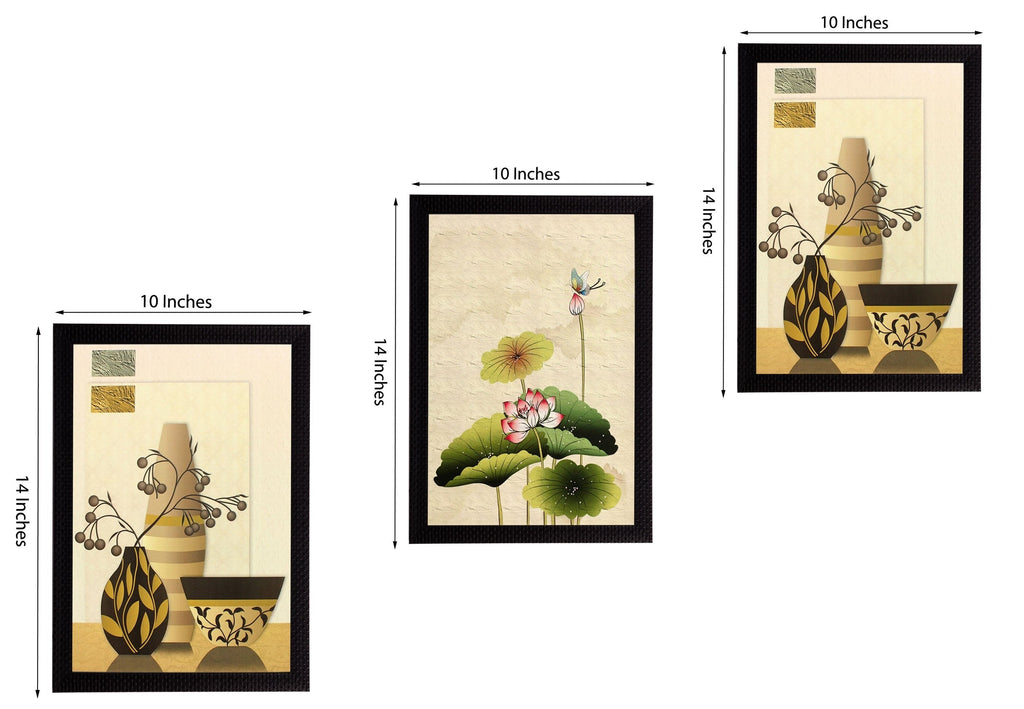 Set of 3 Botanical Pots Satin Matt Textured UV Art Painting Kafalo