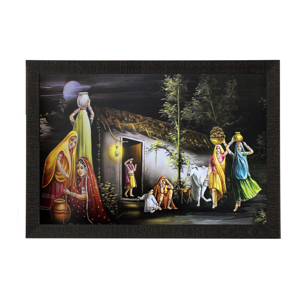 Village Lady Group Satin Matt Texture UV Art Painting Kafalo