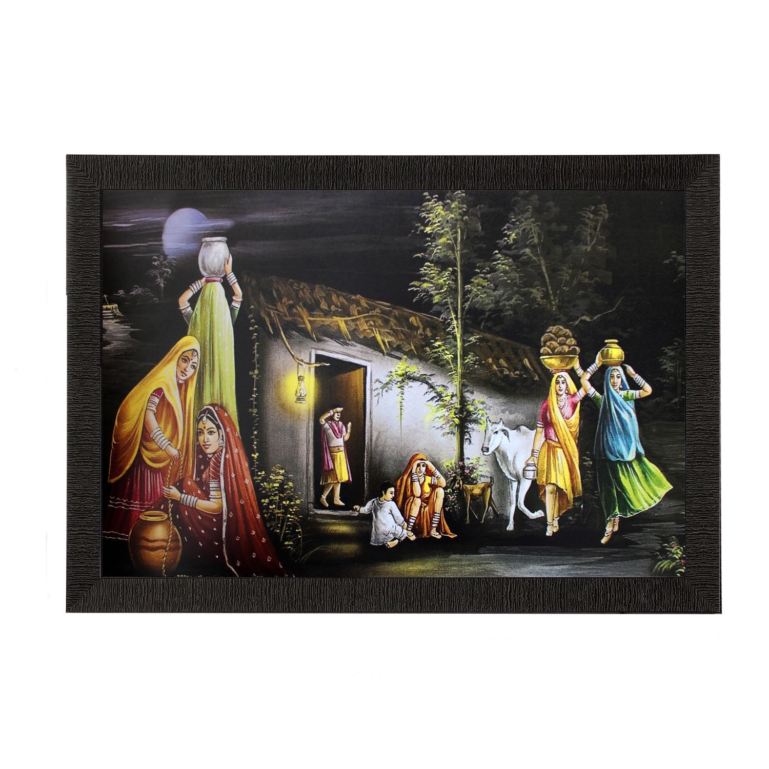 Village Lady Group Satin Matt Texture UV Art Painting Kafalo
