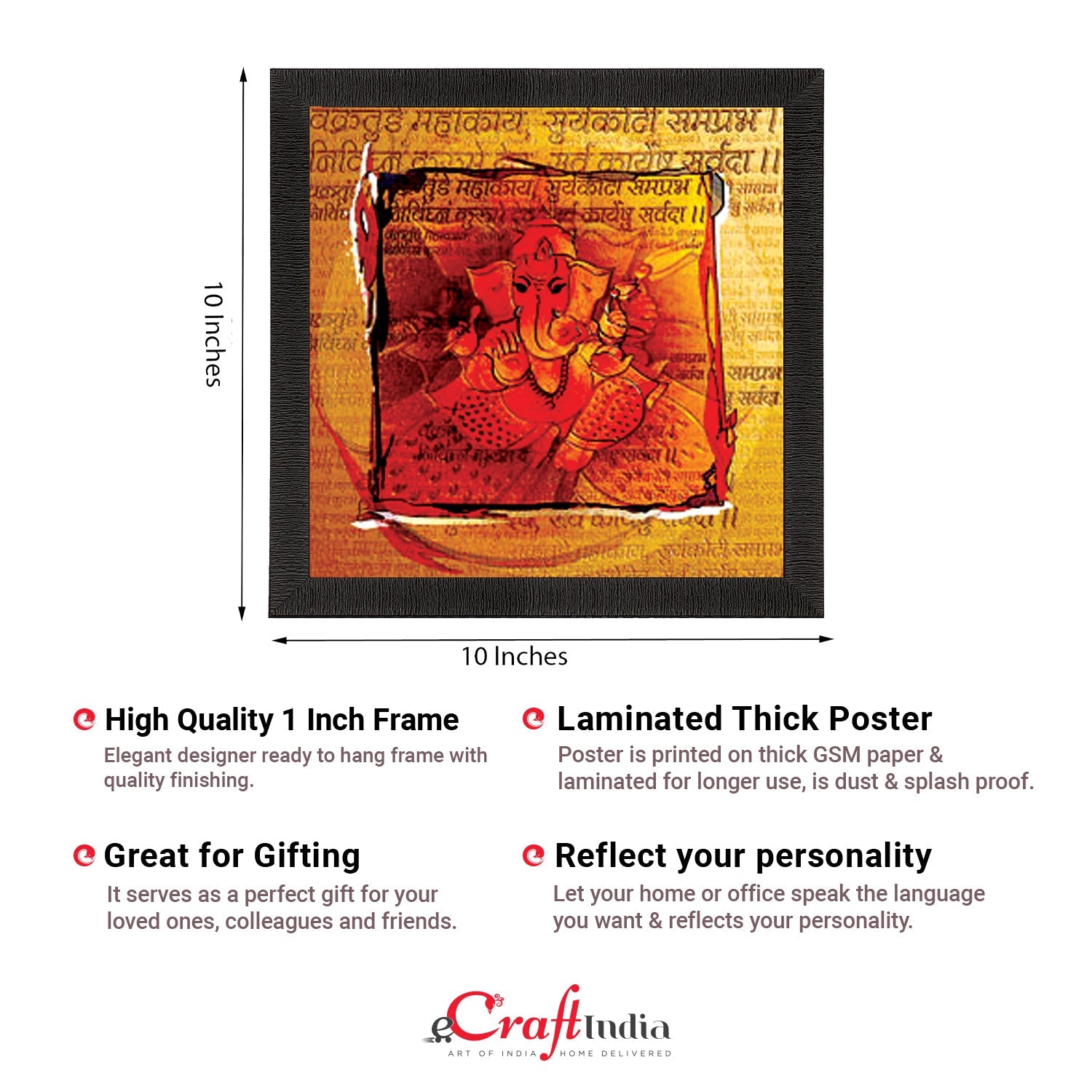Lord Ganesha Satin Matt Texture UV Art Painting Kafalo