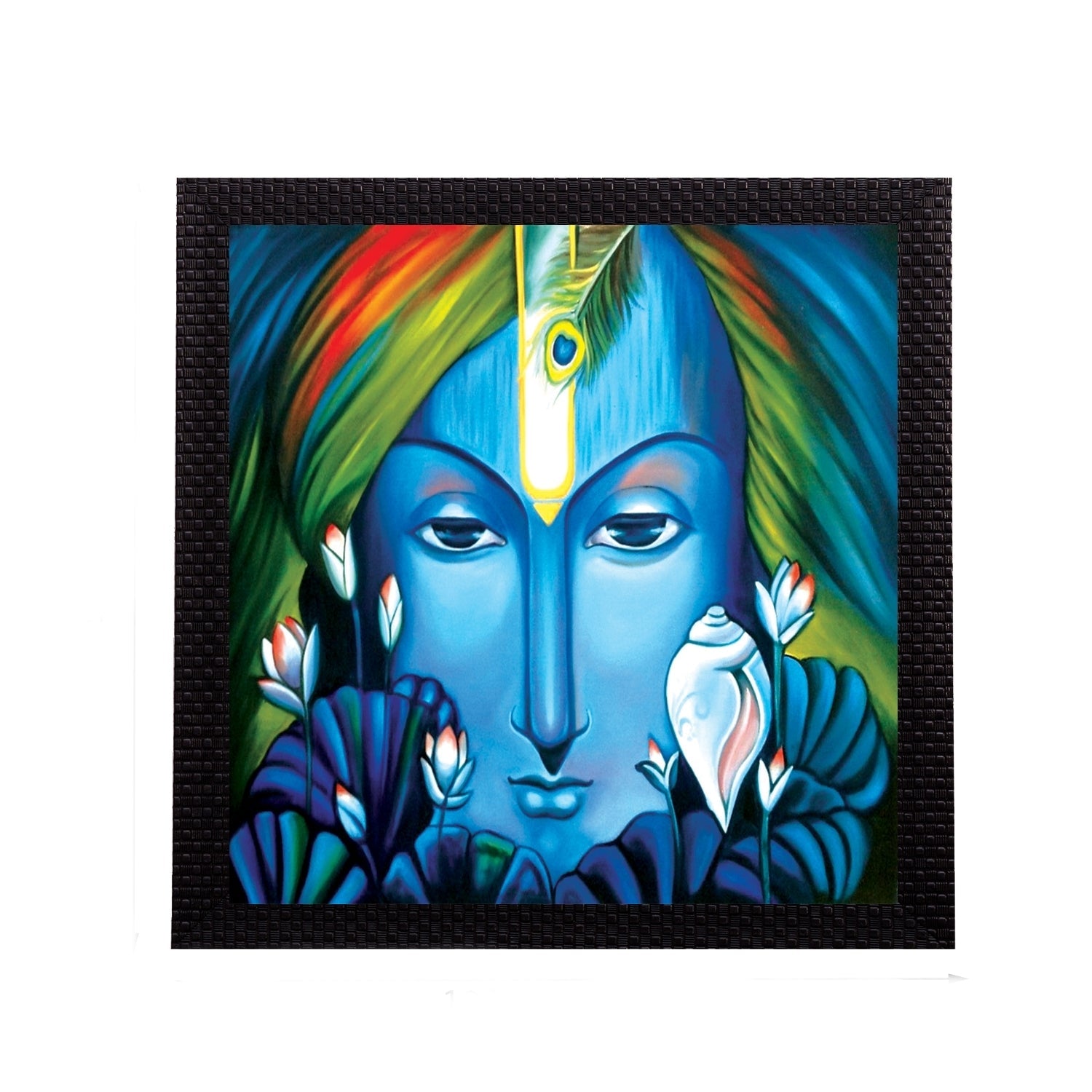 Powerful Lord Krishna Satin Matt Texture UV Art Painting Kafalo
