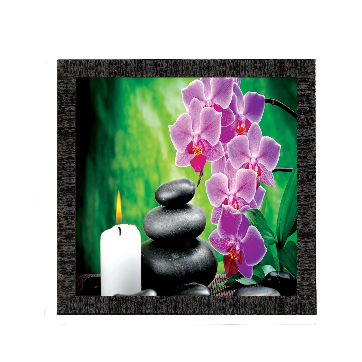 Pink Flower and Candle Satin Matt Texture UV Art Painting Kafalo
