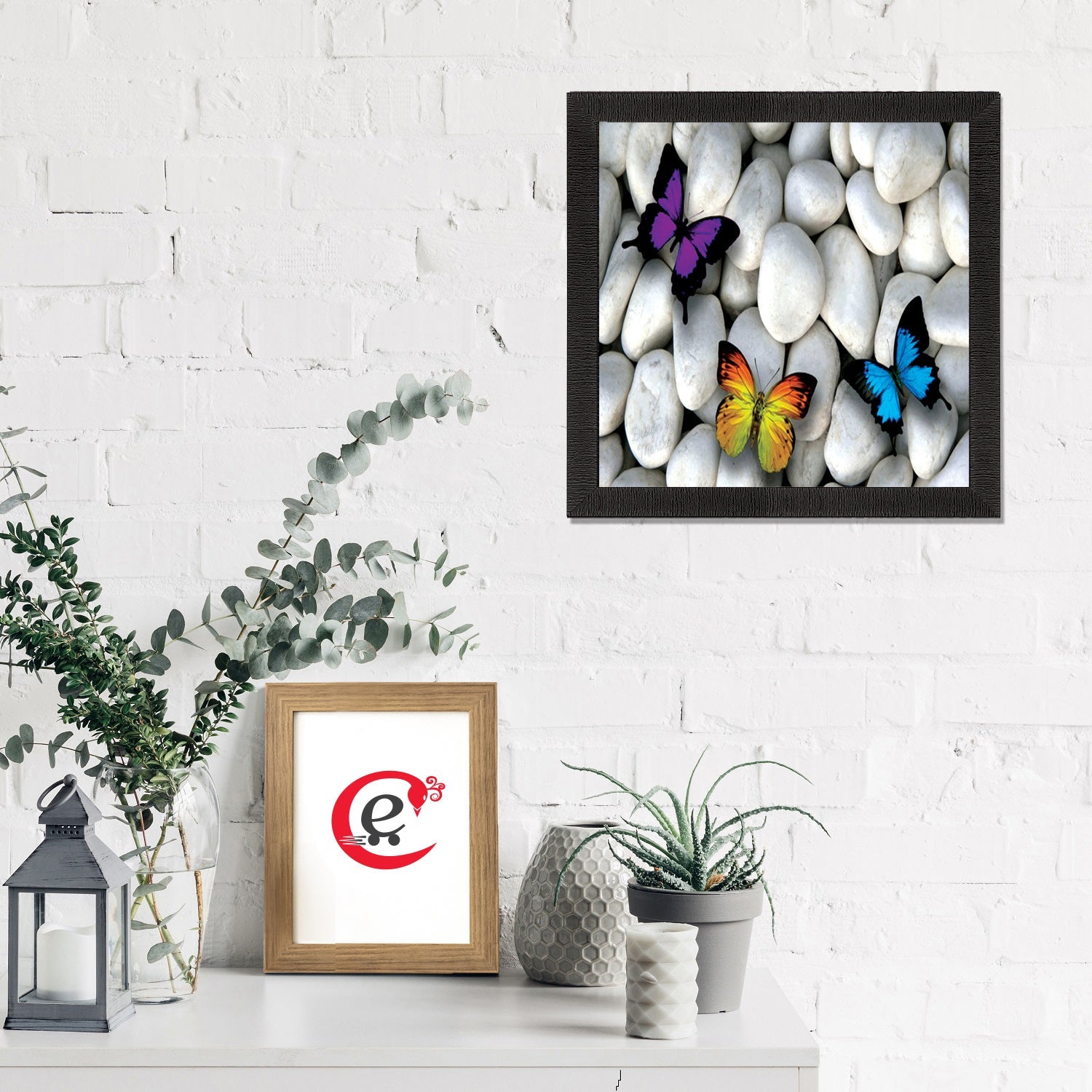 Butterfly On Stones Satin Matt Texture UV Art Painting Kafalo