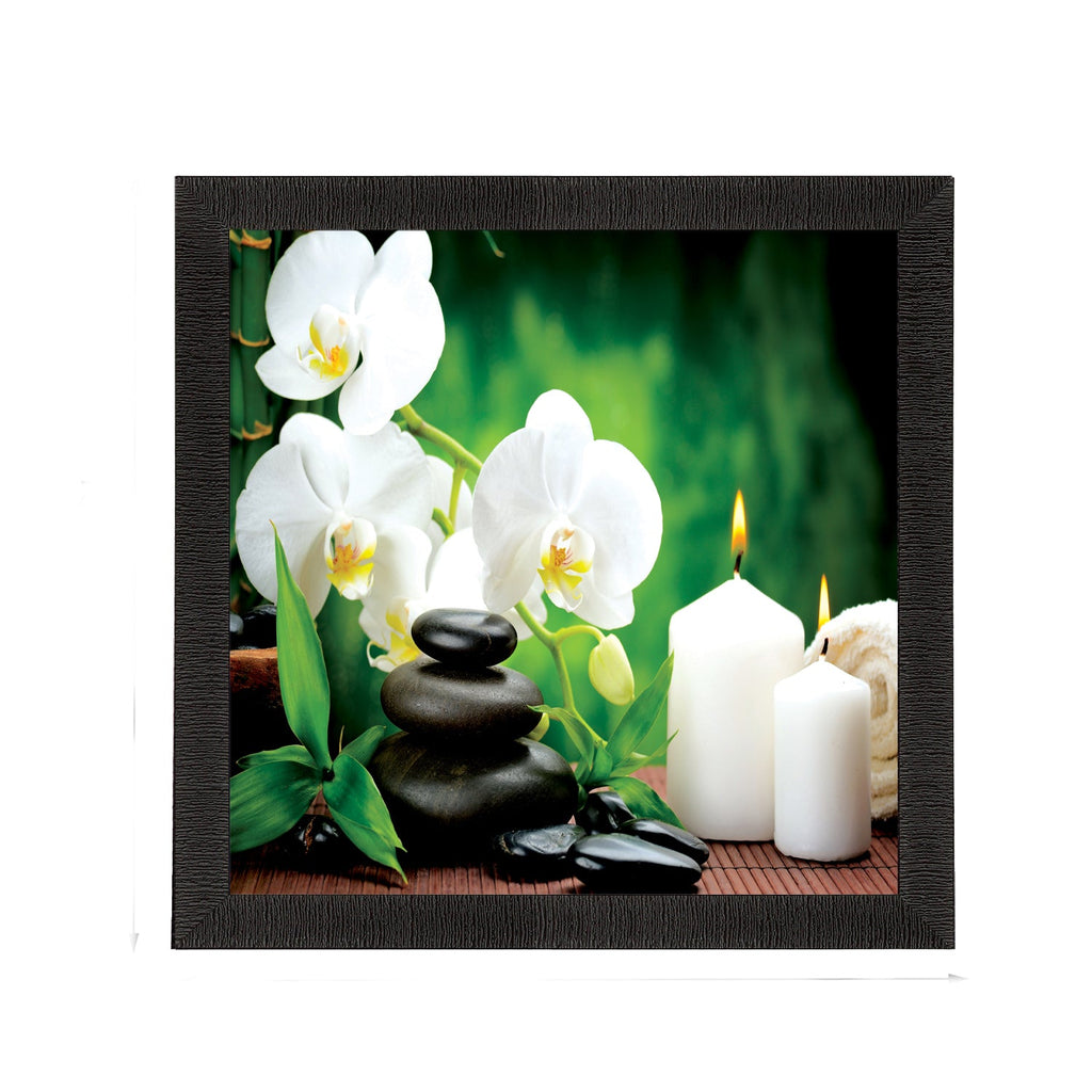 White Flower and Candle Satin Matt Texture UV Art Painting Kafalo