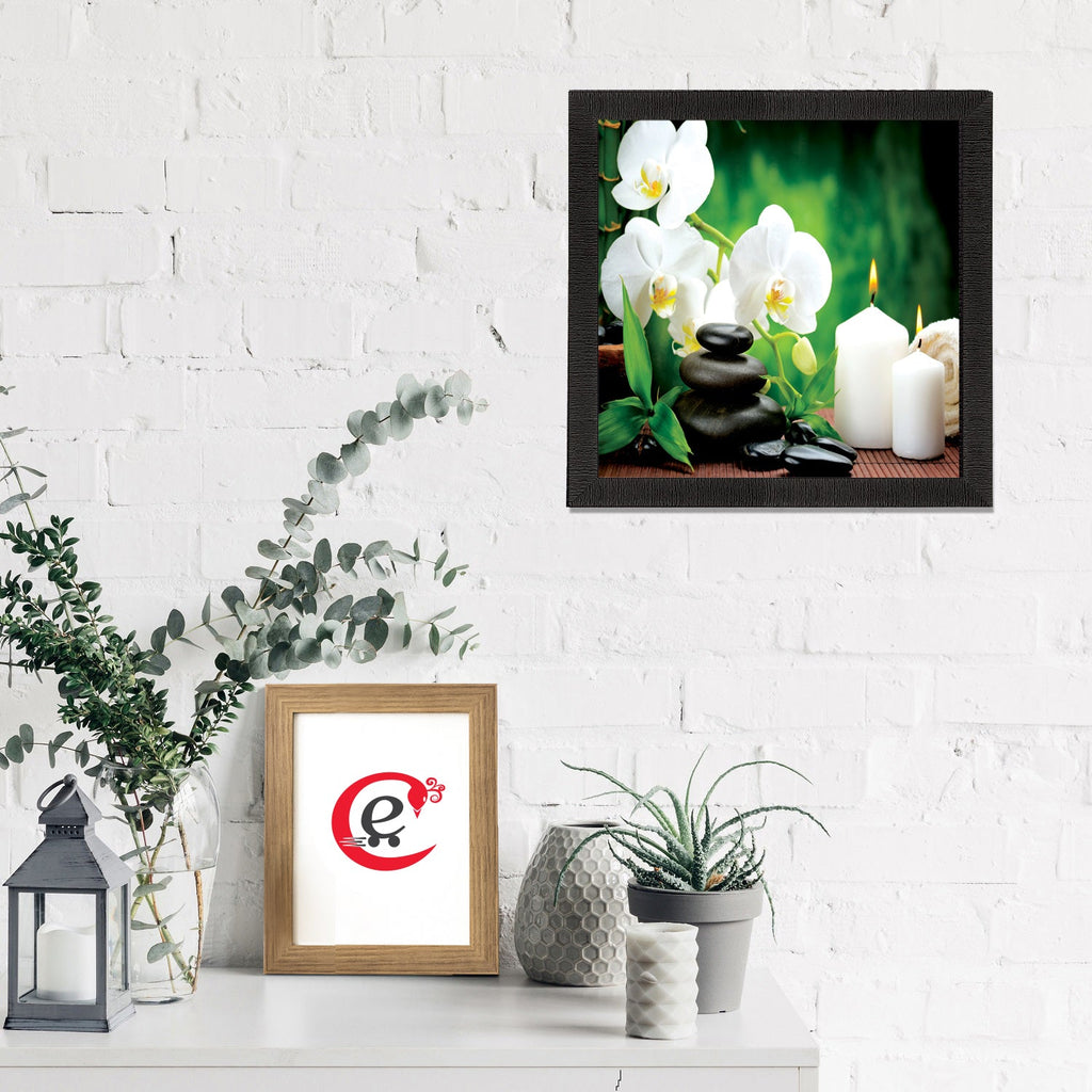 White Flower and Candle Satin Matt Texture UV Art Painting Kafalo