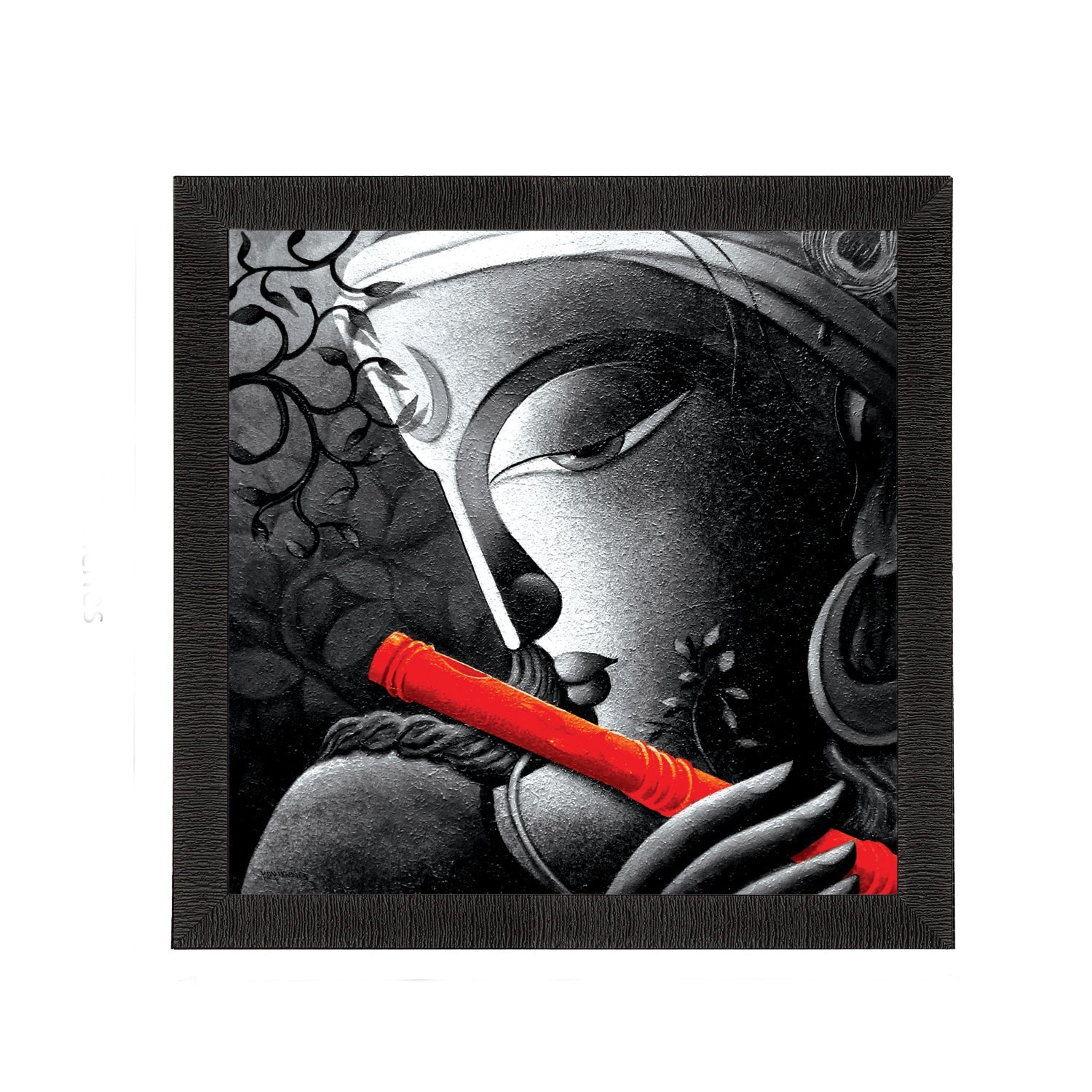 Lord Krishna Playing Flute Painting Digital Printed Religious Wall Art Kafalo
