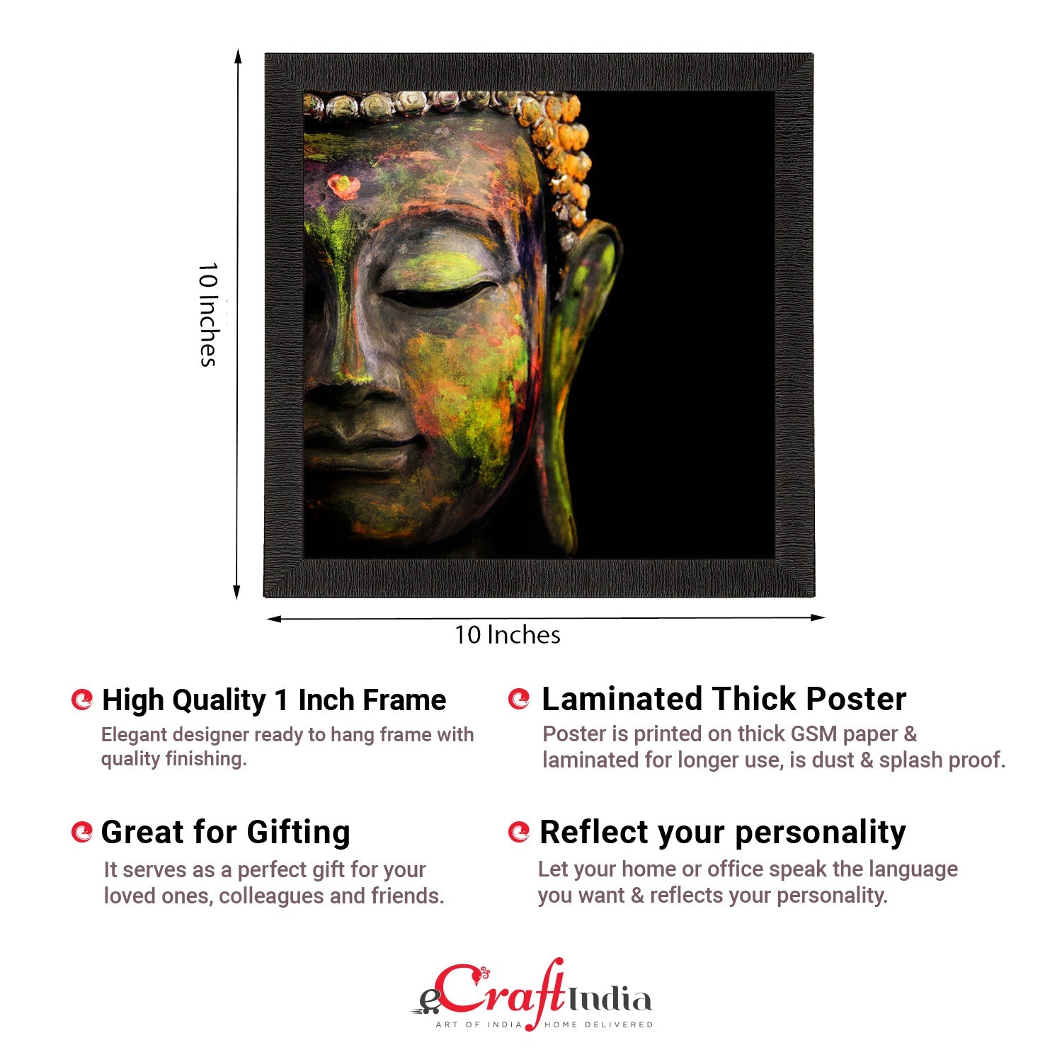 Enlightening Lord Buddha Face Painting Digital Printed Religious Wall Art Kafalo