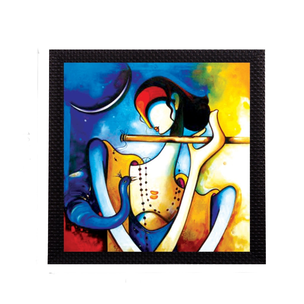 Musical Lord Krishna Satin Matt Texture UV Art Painting Kafalo