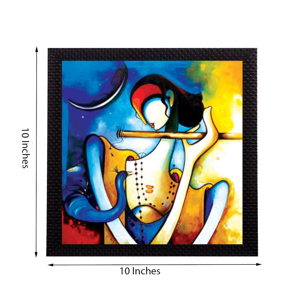 Musical Lord Krishna Satin Matt Texture UV Art Painting Kafalo
