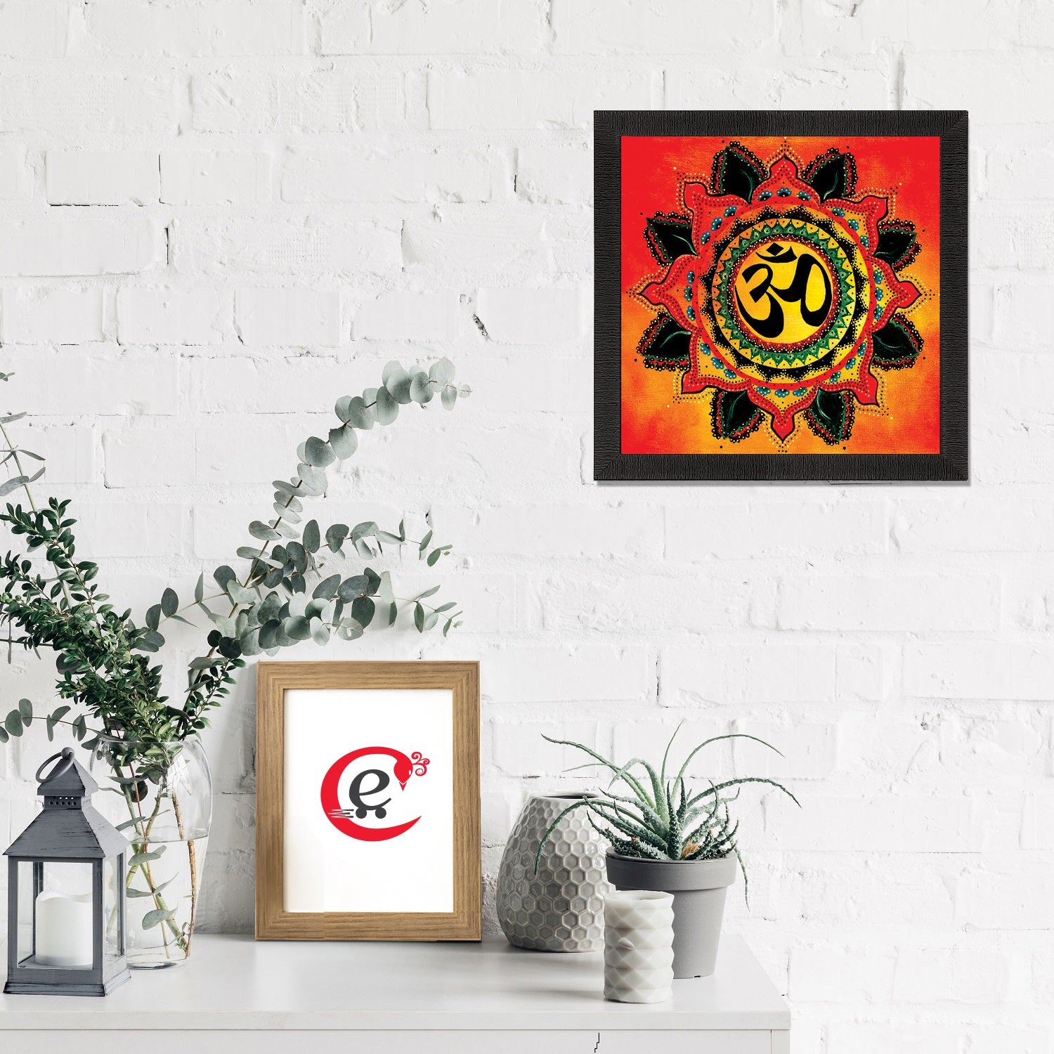 Holy Om Painting Digital Printed Religious Wall Art Kafalo