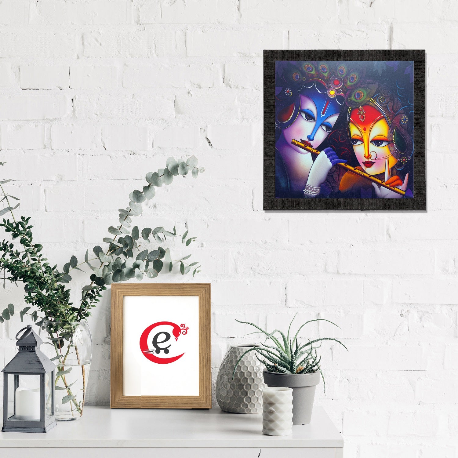 Lord Radha Krishna Painting Digital Printed Religious Wall Art Kafalo
