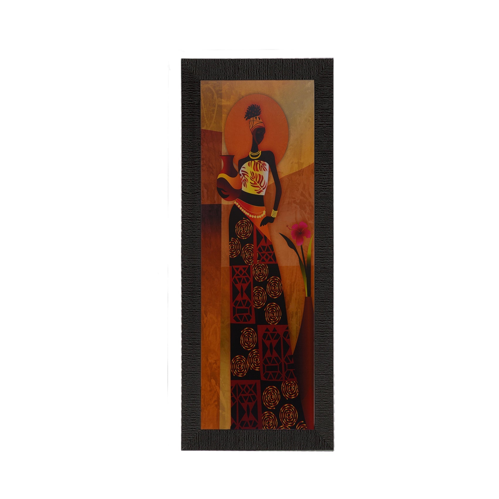 Tribal Woman With Vase Satin Matt Texture UV Art Painting Kafalo