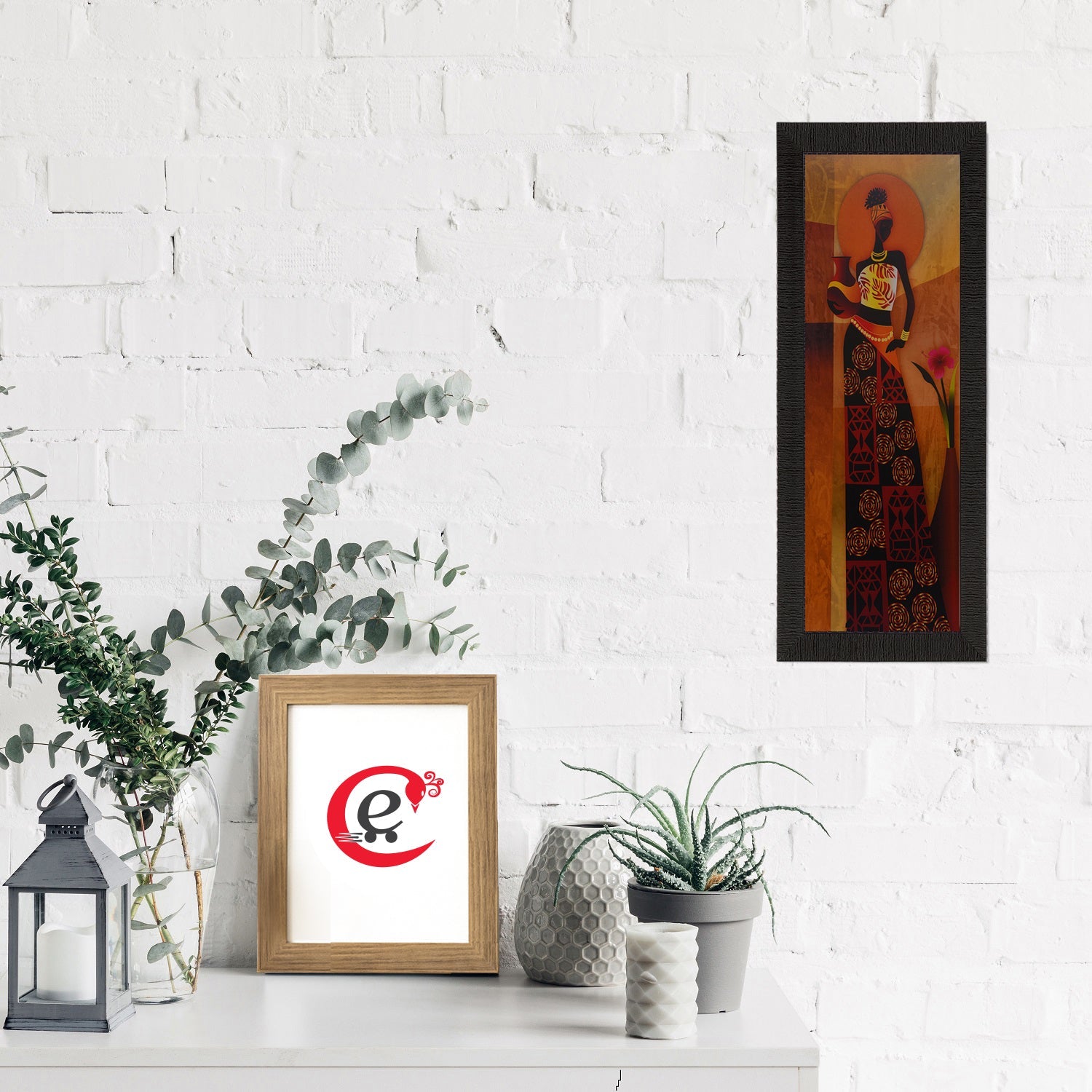 Tribal Woman With Vase Satin Matt Texture UV Art Painting Kafalo