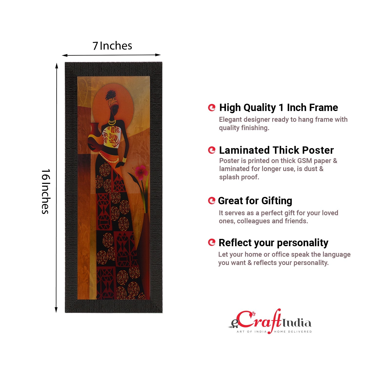 Tribal Woman With Vase Satin Matt Texture UV Art Painting Kafalo