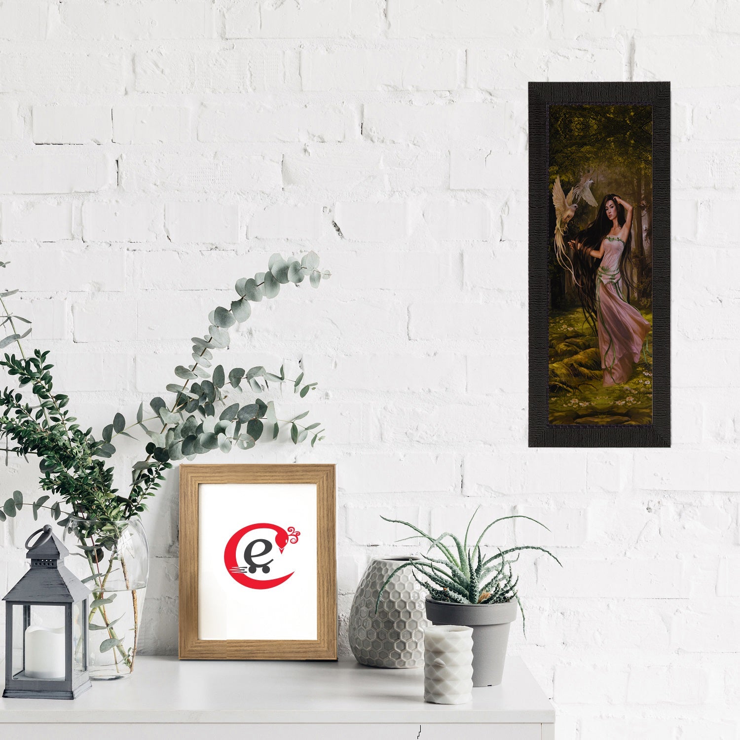 Beautiful Woman With Bird Satin Matt Texture UV Art Painting Kafalo