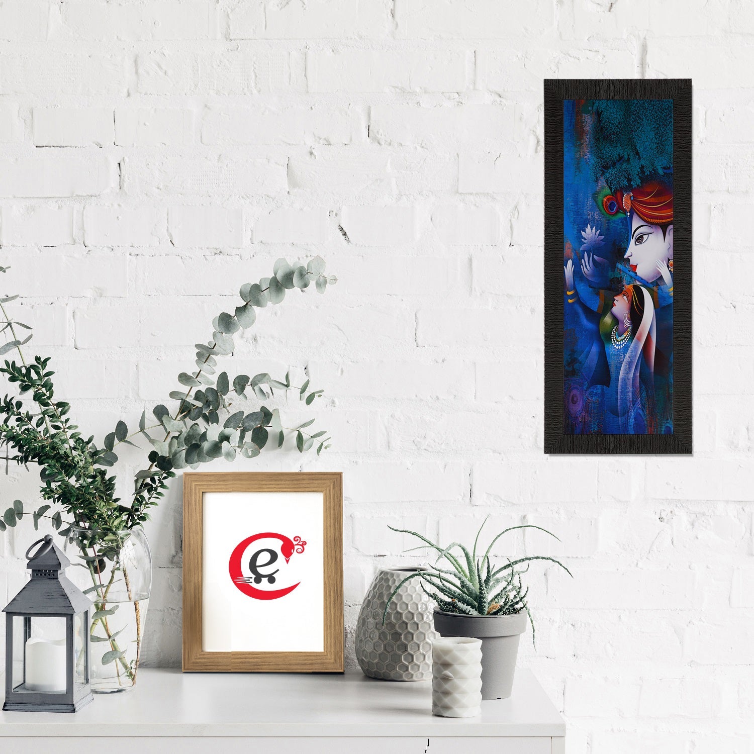 Radha Krishna Painting Digital Printed Religious Wall Art Kafalo