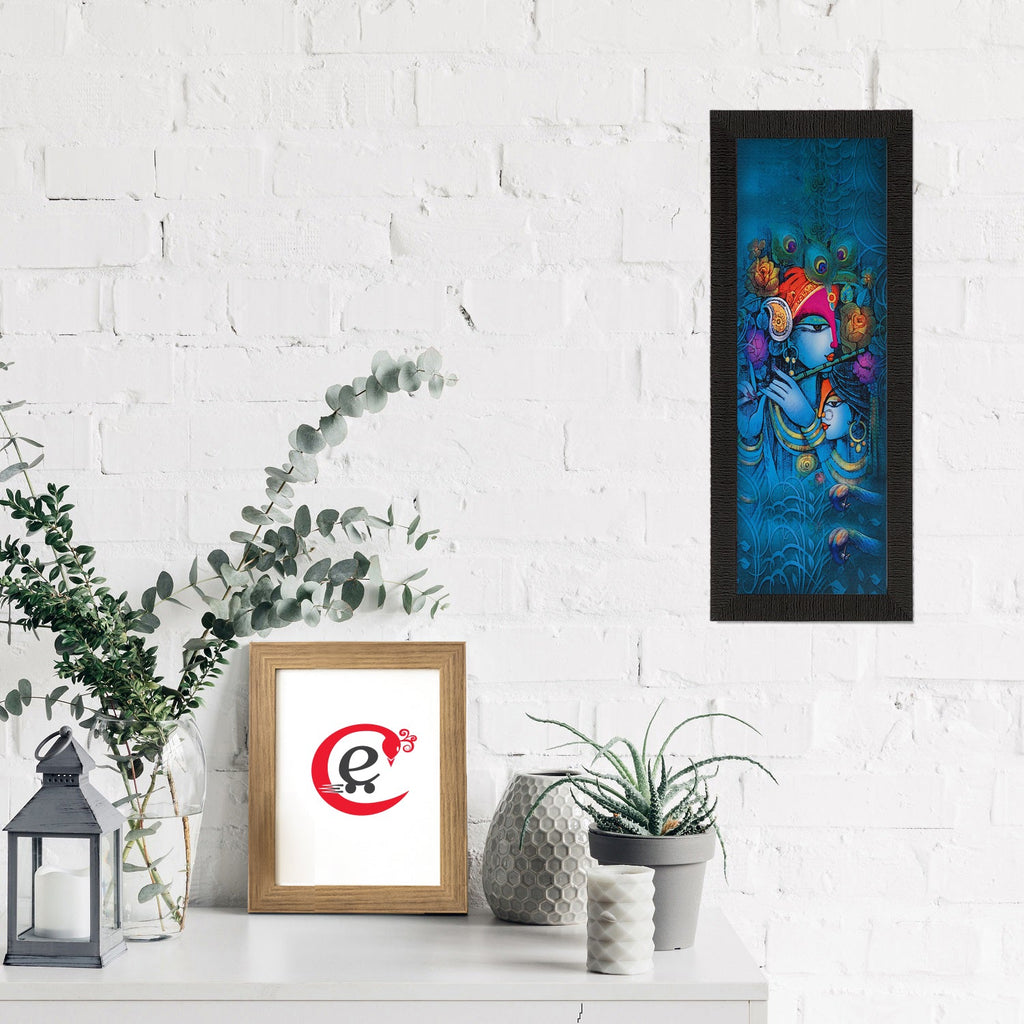 Musical Lord Krishna Satin Matt Texture UV Art Painting Kafalo