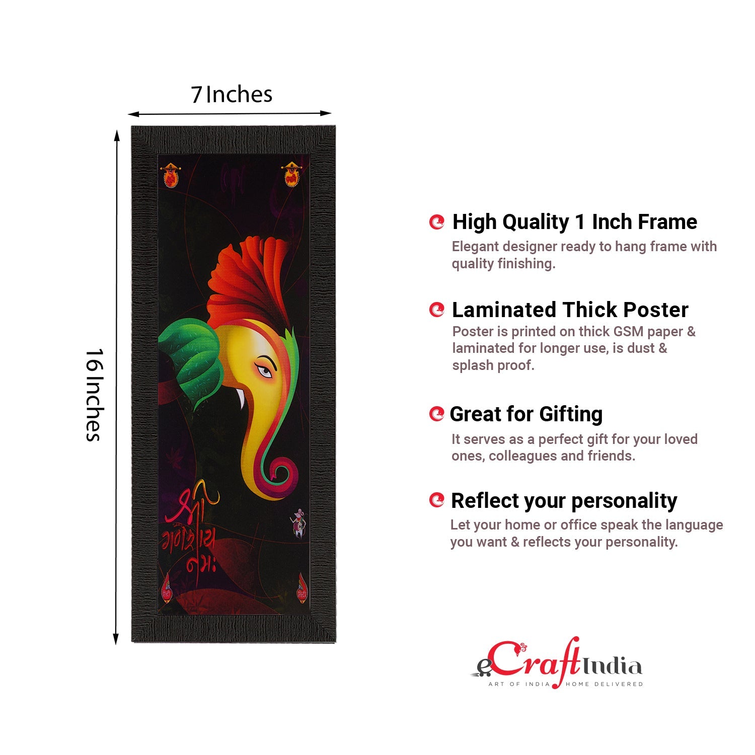 Colorful Lord Ganesha Satin Matt Texture UV Art Painting Kafalo
