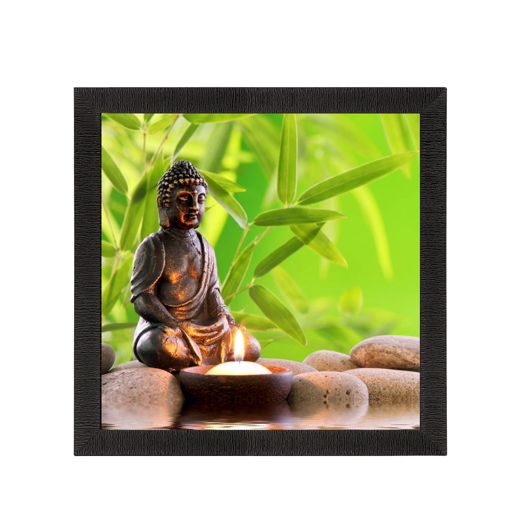 Meditating Lord Buddha Painting With Candle Digital Printed Religious Wall Art Kafalo