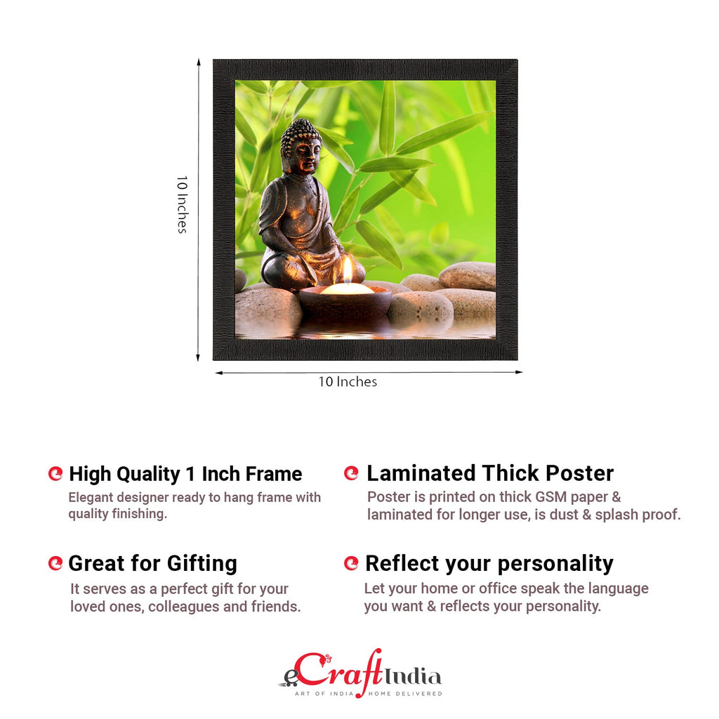 Meditating Lord Buddha Painting With Candle Digital Printed Religious Wall Art Kafalo