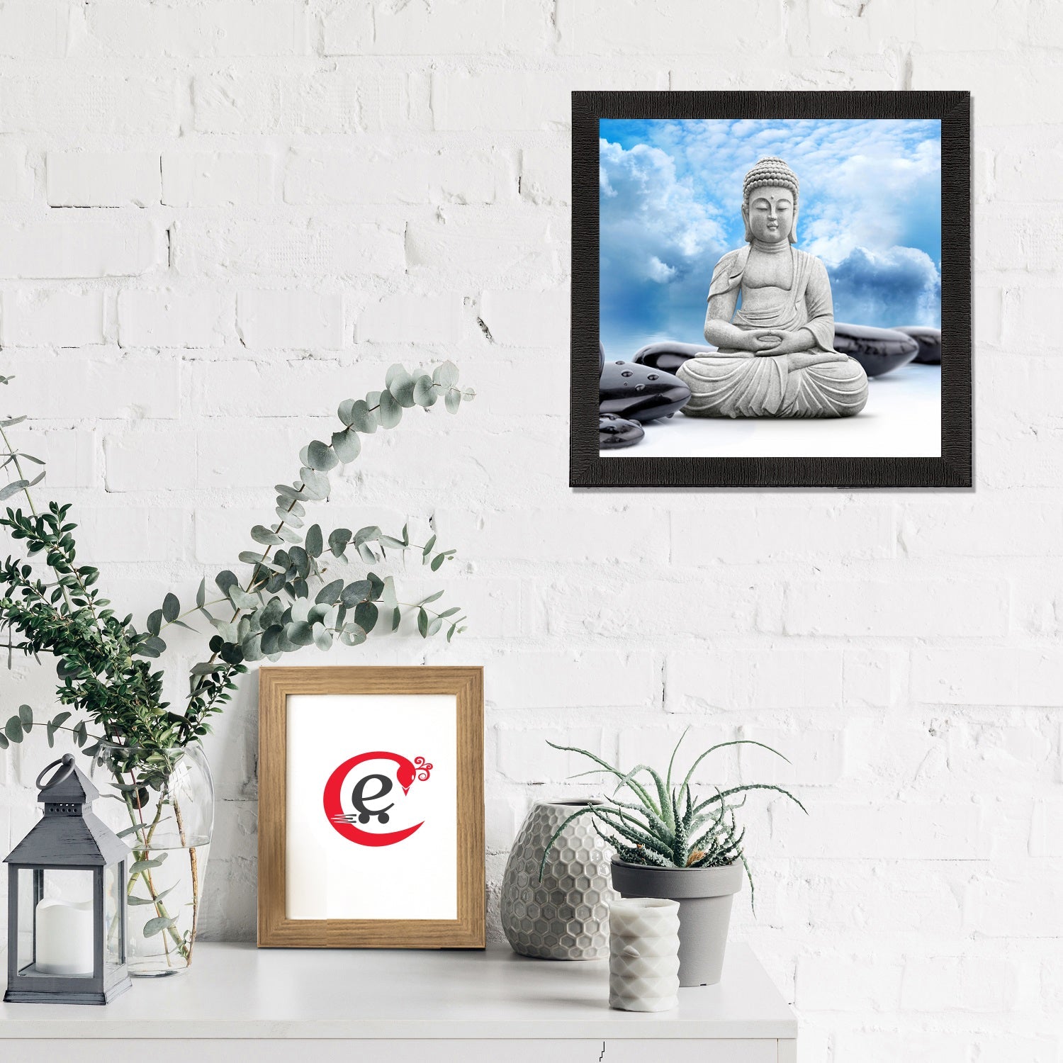 White Lord Buddha Satin Matt Texture UV Art Painting Kafalo
