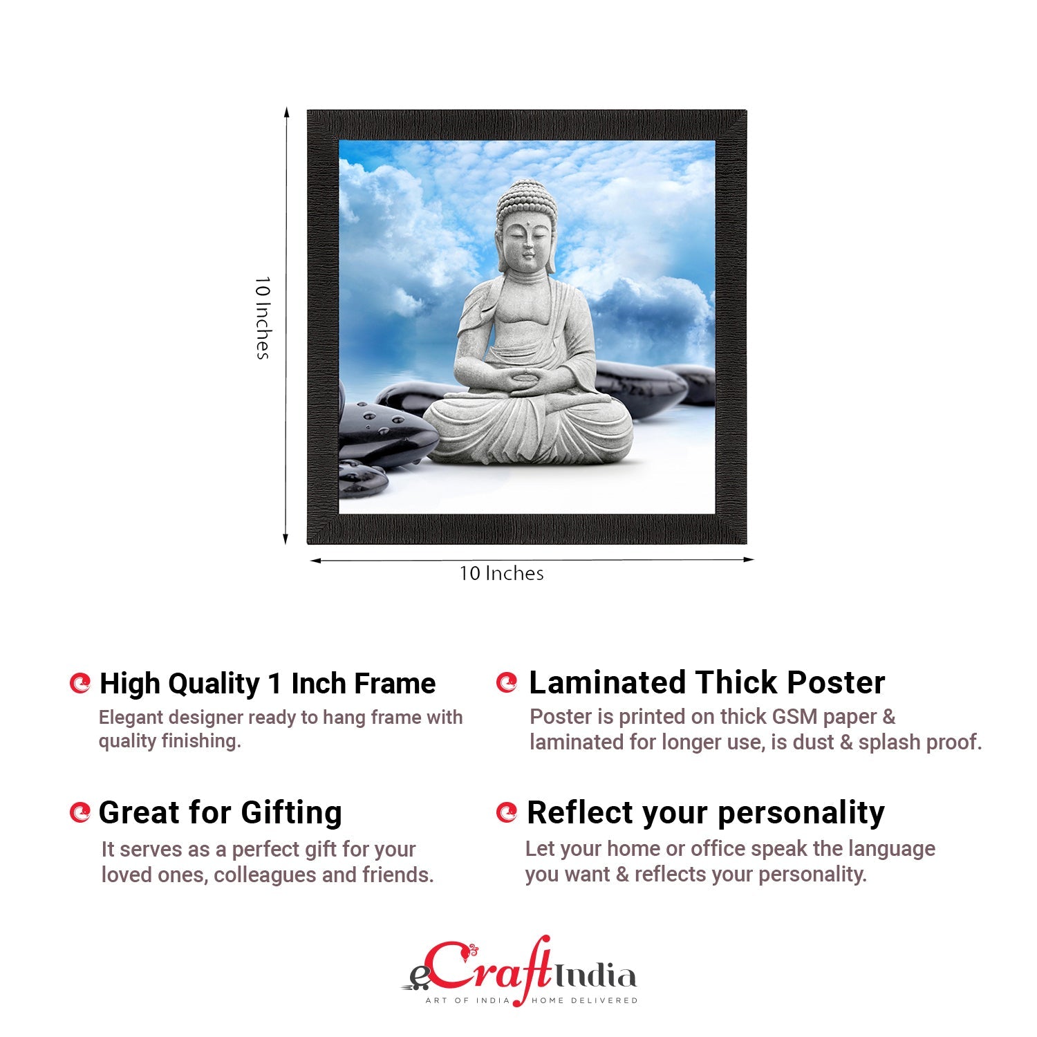 White Lord Buddha Satin Matt Texture UV Art Painting Kafalo